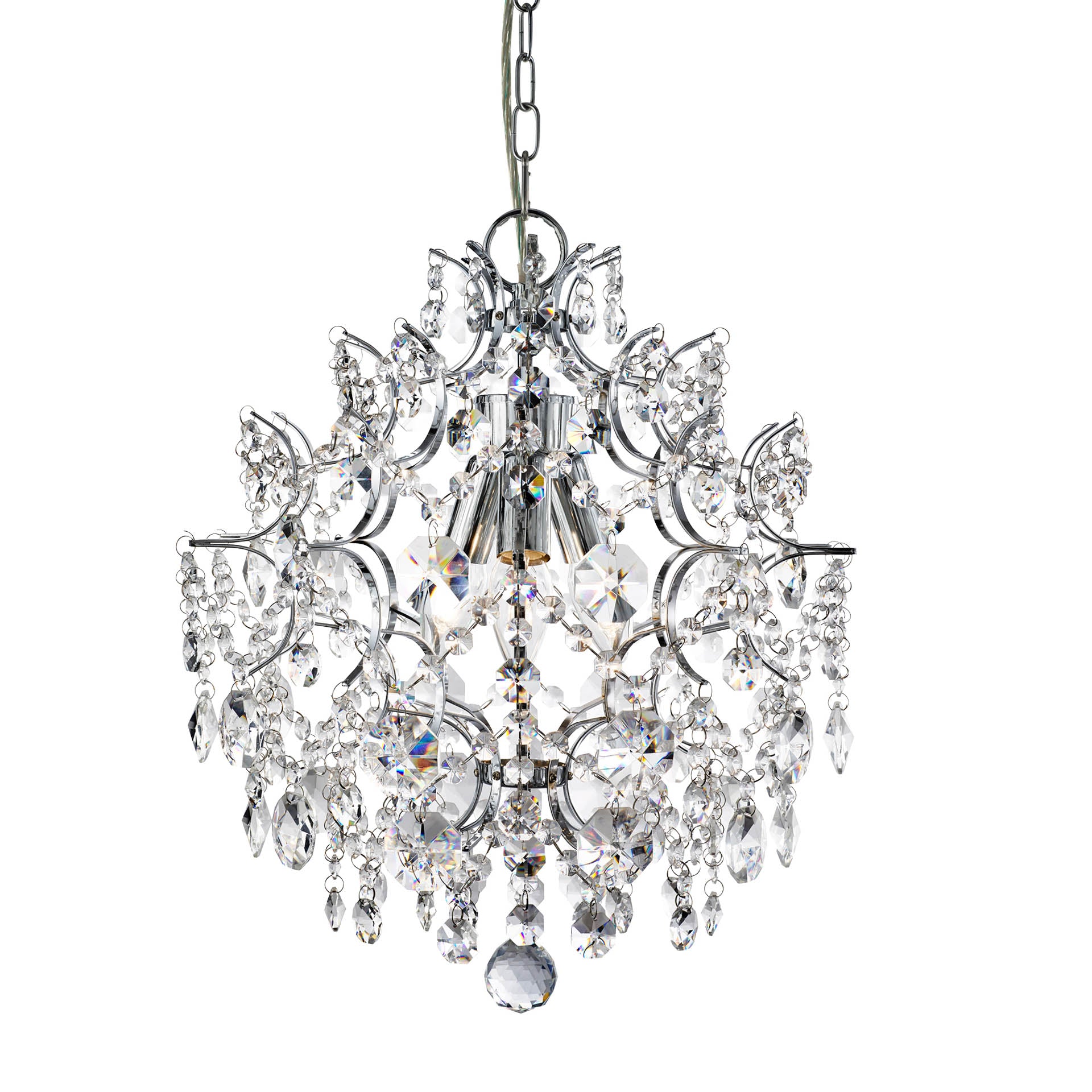Harrietta Pendant - Chrome Metal & Clear Crystal