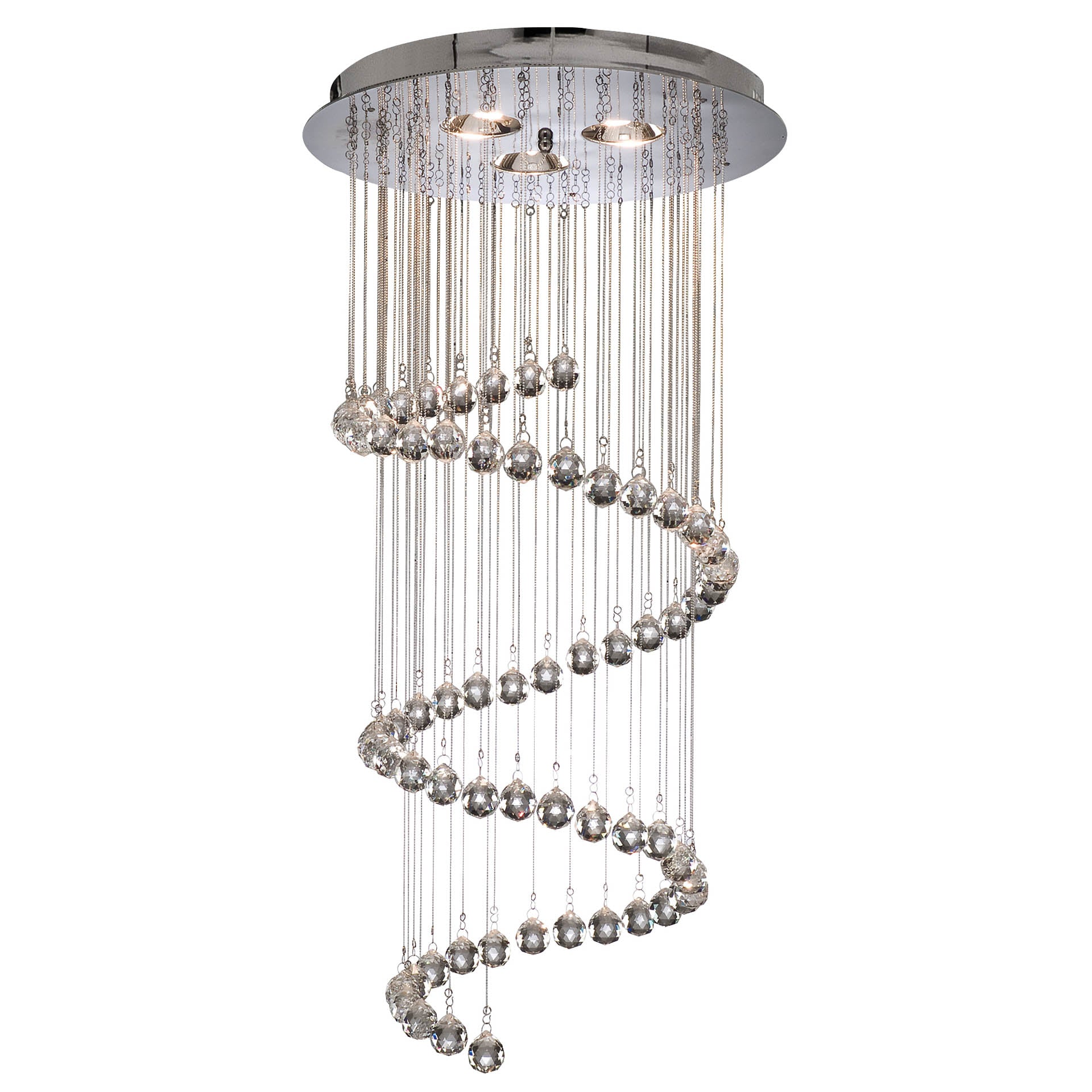 Hallway Multi-Drop Pendant- Chrome Metal & Clear Crystal II 3