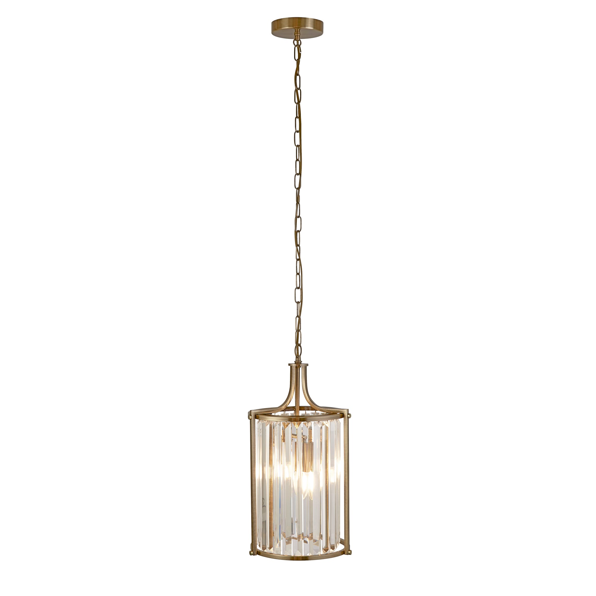 Victoria Pendant - Metal & Clear Crystal Antique Brass