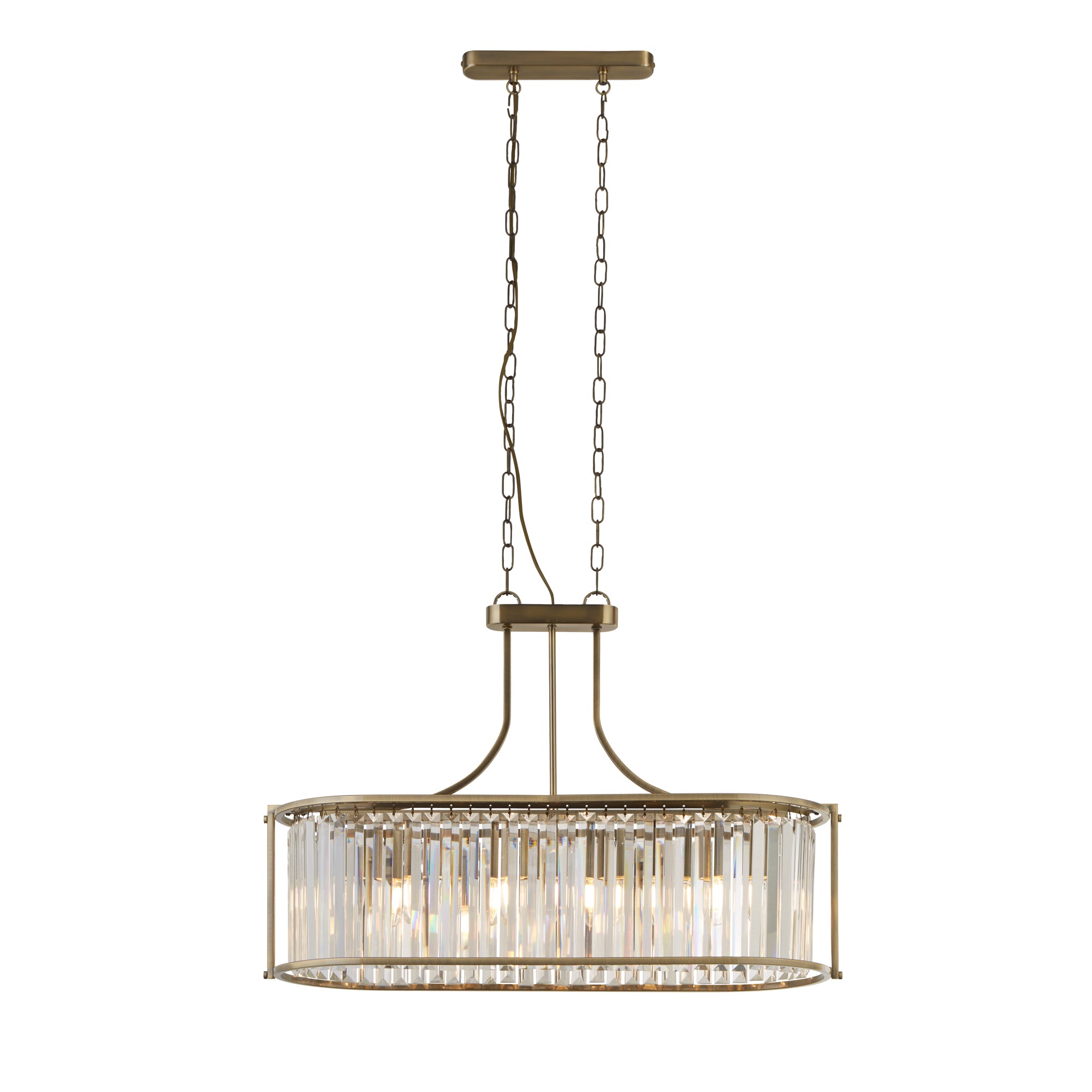 Victoria Oval Pendant - Antique Brass & Clear Crystal
