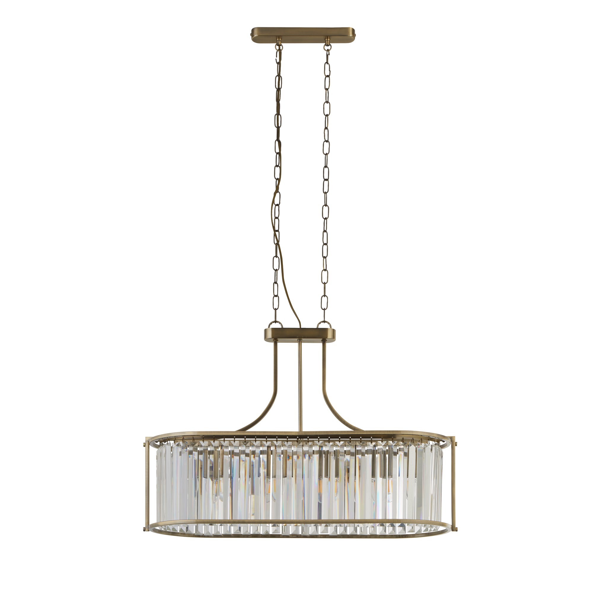 Victoria Oval Pendant - Antique Brass & Clear Crystal