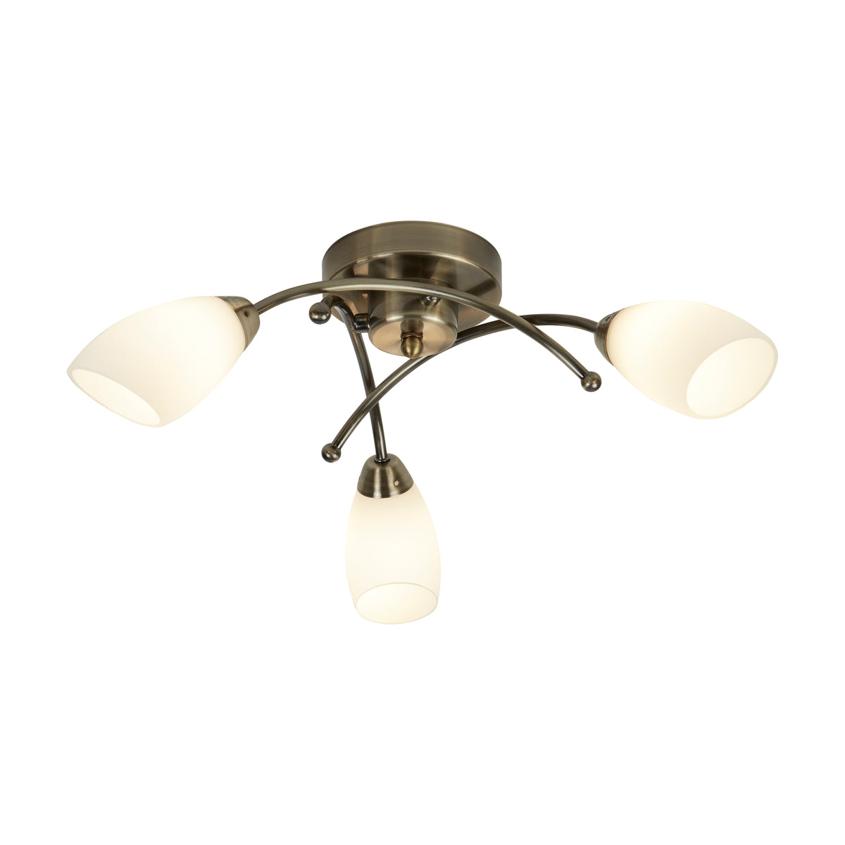 Opera Flush - Metal & Opal Glass Antique Brass / 3