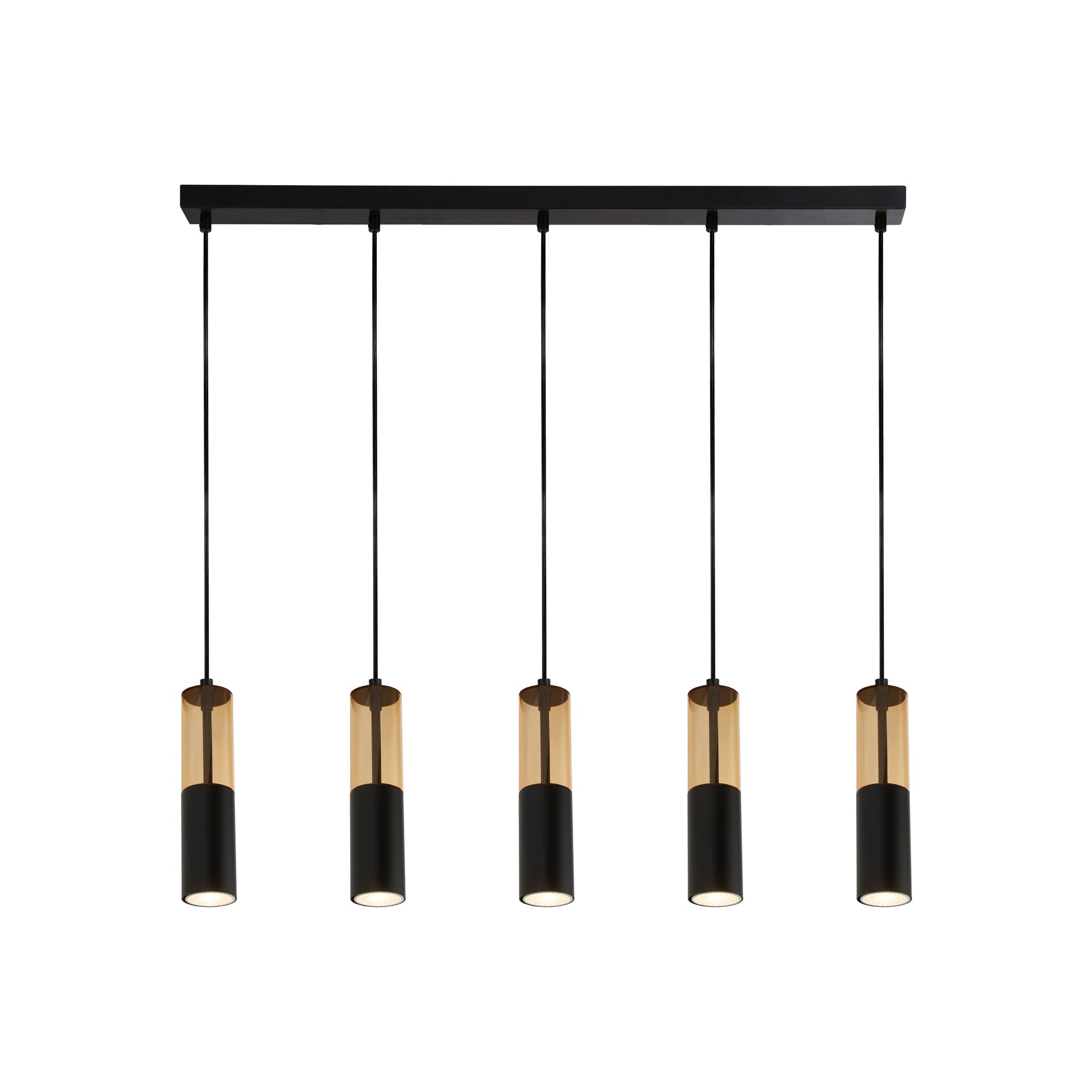 Merrygold Bar Pendant - Black Metal & Amber Acrylic
