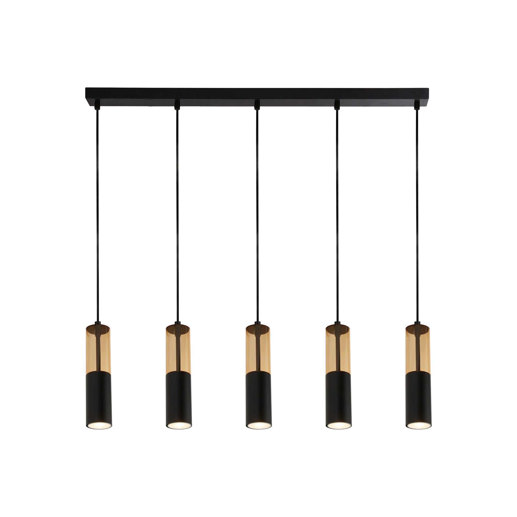 Merrygold Bar Pendant - Black Metal & Amber Acrylic