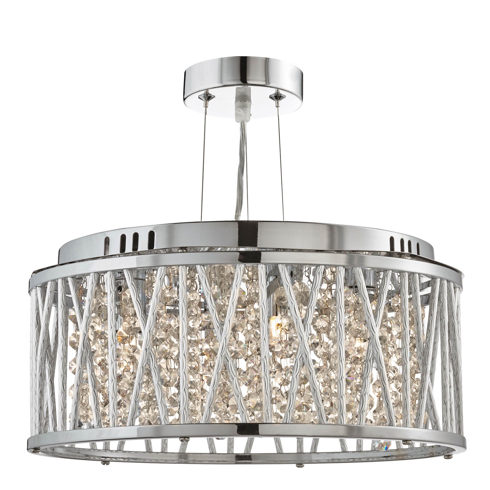 Elise Pendant to Semi-Flush - Chrome Metal & Crystal 3