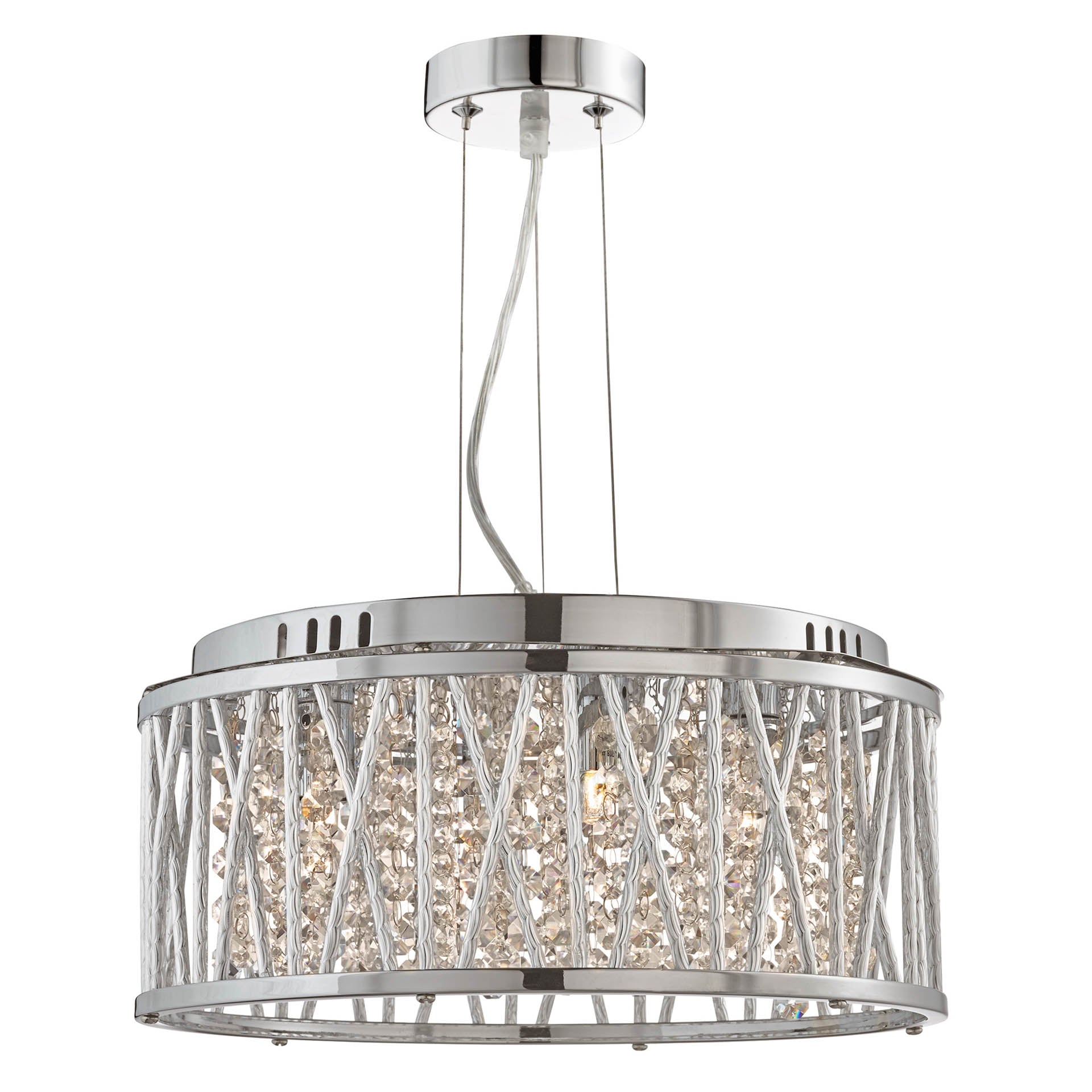 Elise Pendant to Semi-Flush - Chrome Metal & Crystal 4
