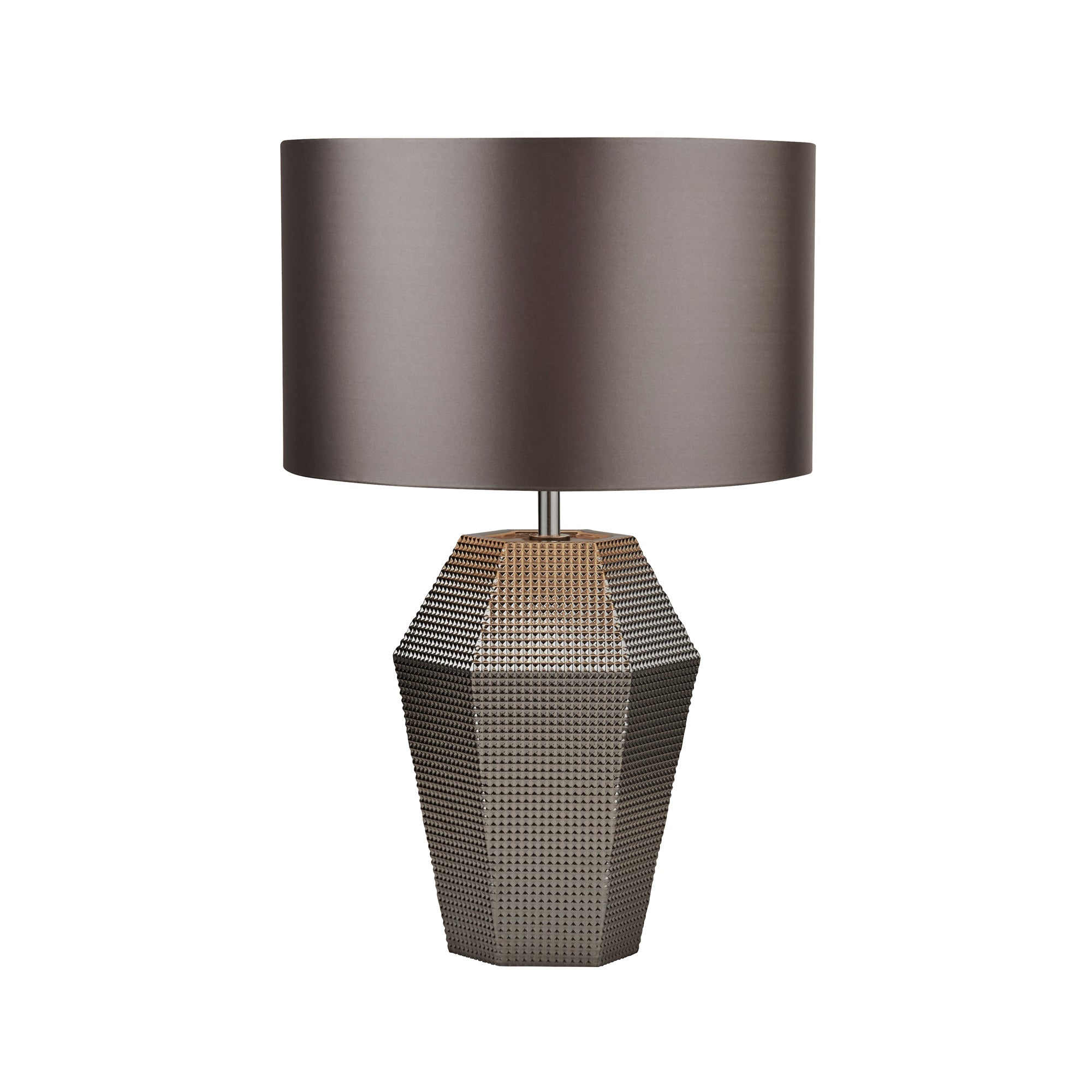 Lucy Table Lamp - Smoked Glass & Satin Shade