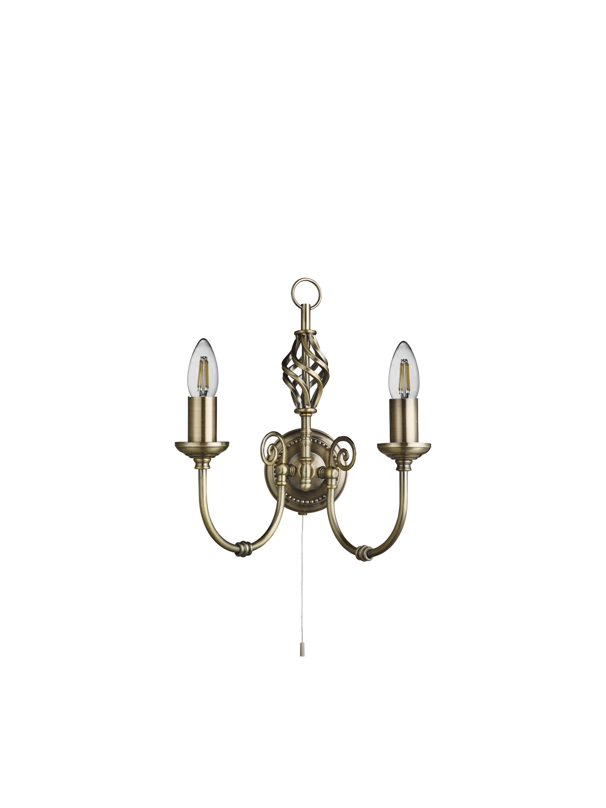 Zanzibar 2Lt Wall Light - Antique Brass Metal