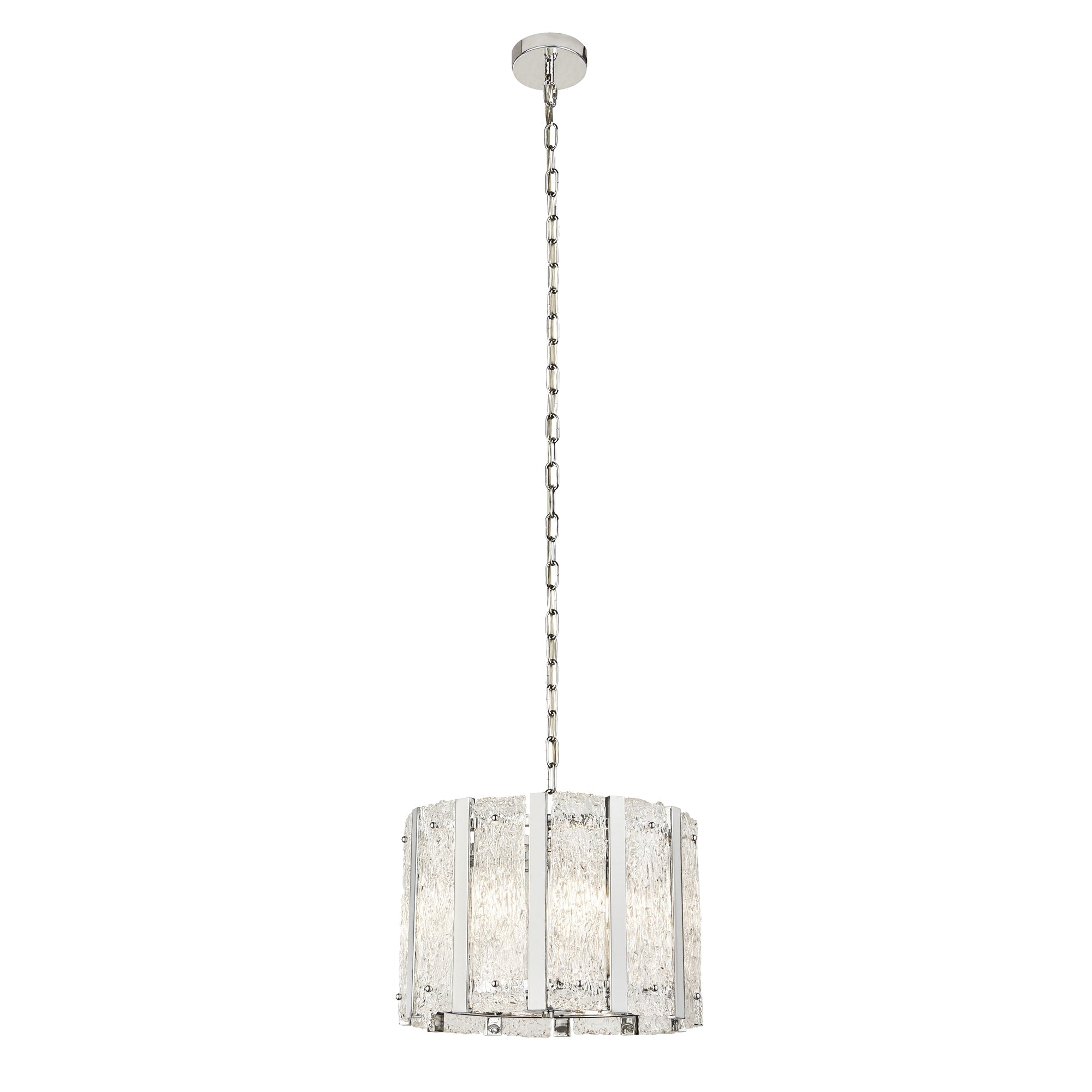 Alexandra Pendant - Satin Silver & Aquatex Glass