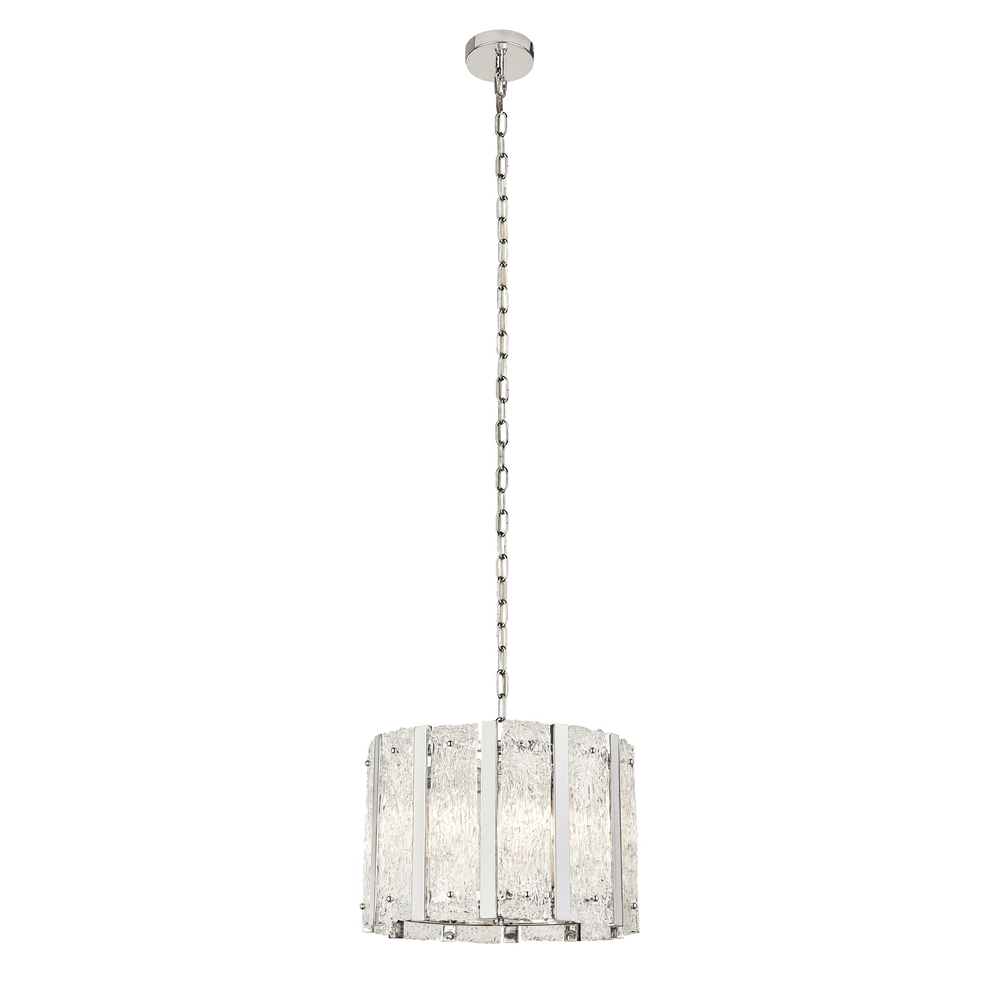 Alexandra Pendant - Satin Silver & Aquatex Glass
