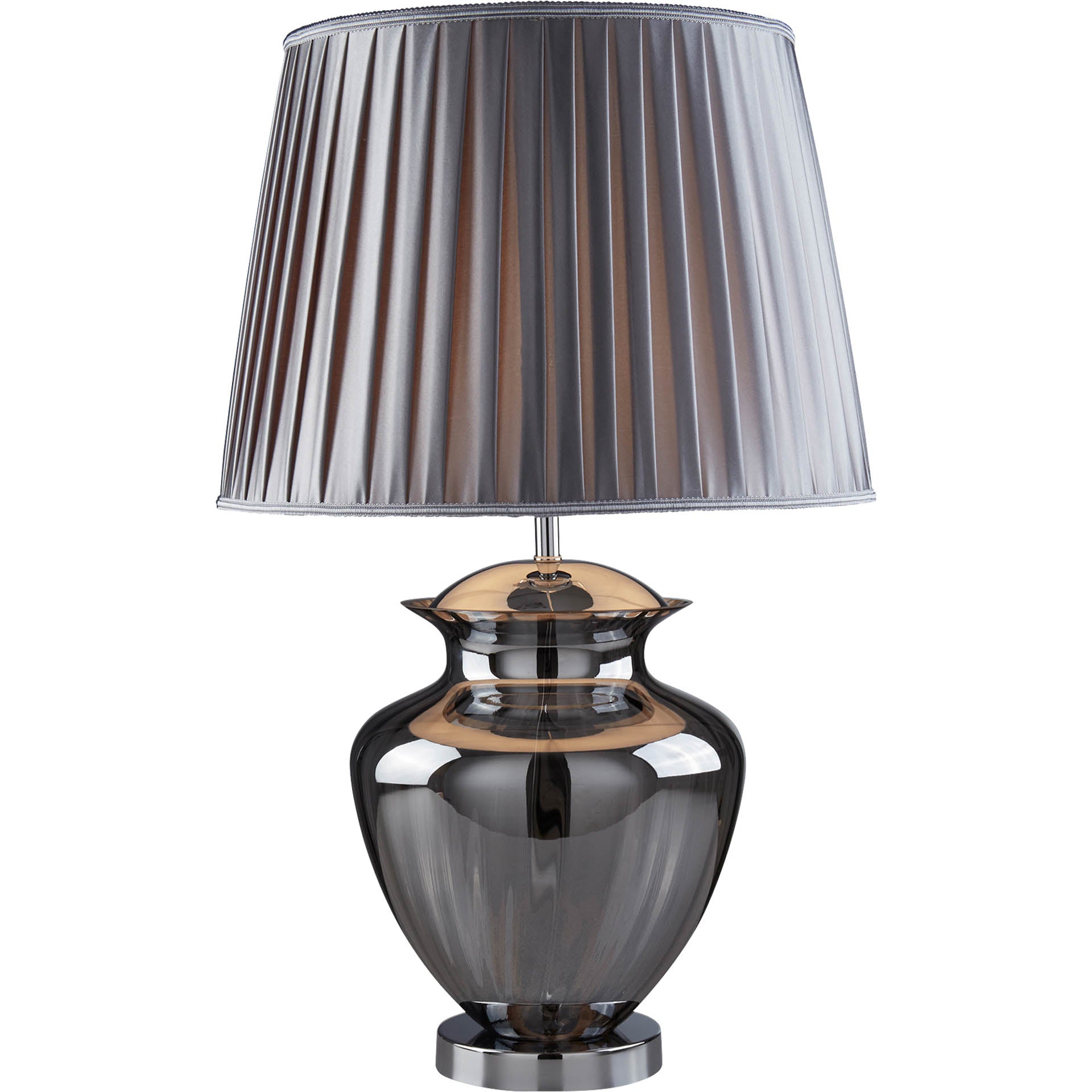 Elina Table Lamp - Chrome, Smoked Glass & Pewter Shade Chrome, Smoked and Pewter