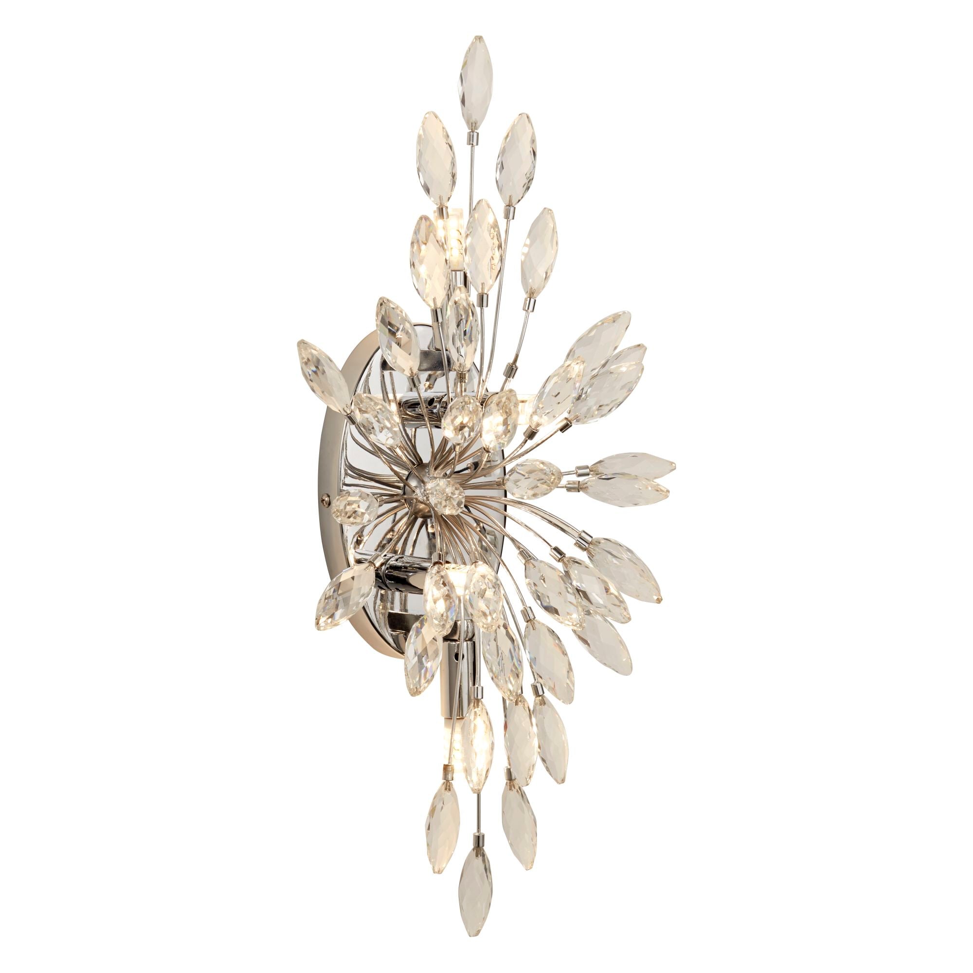 Peacock Wall Light - Chrome Metal & Crystal