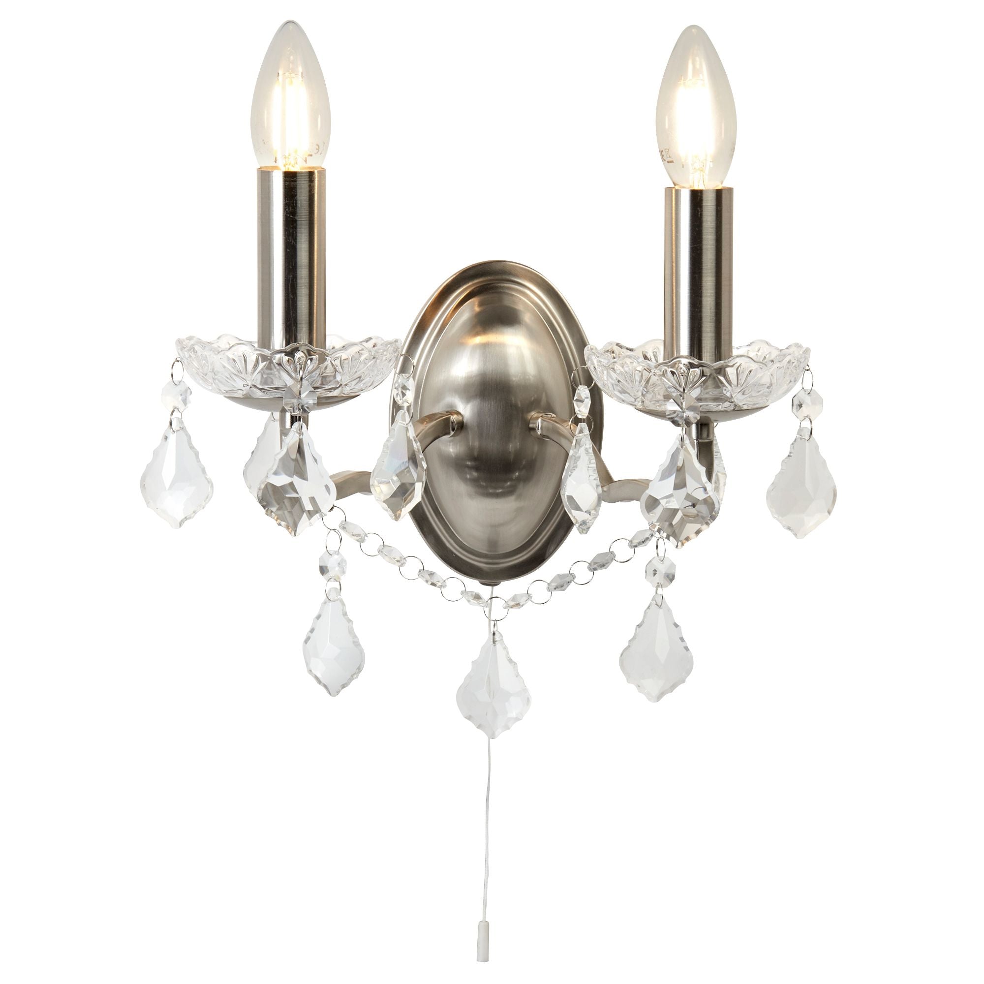 Paris Wall Light - Metal & Clear Crystal Satin Silver