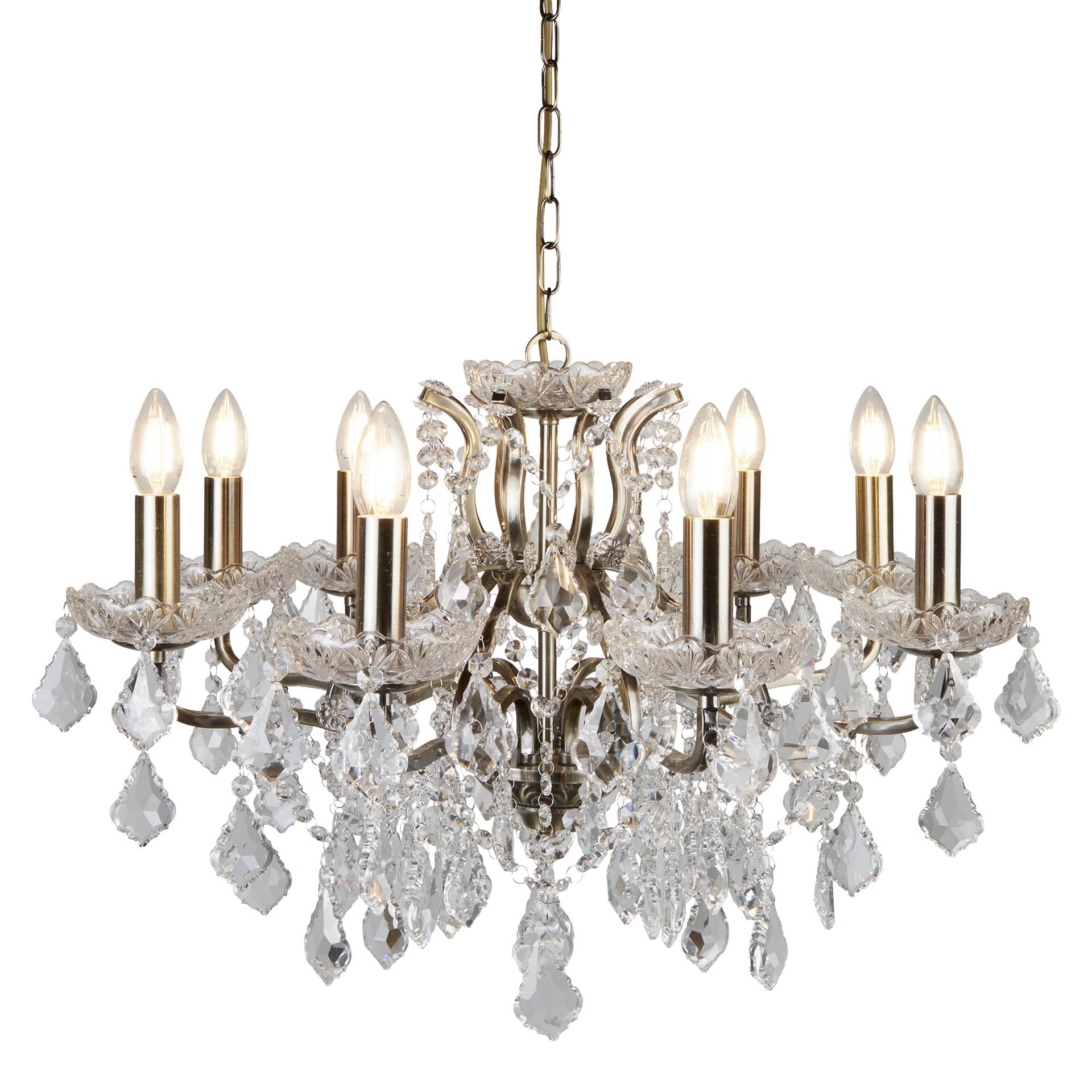 Paris Chandelier -Metal & Clear Crystal Antique Brass / 8