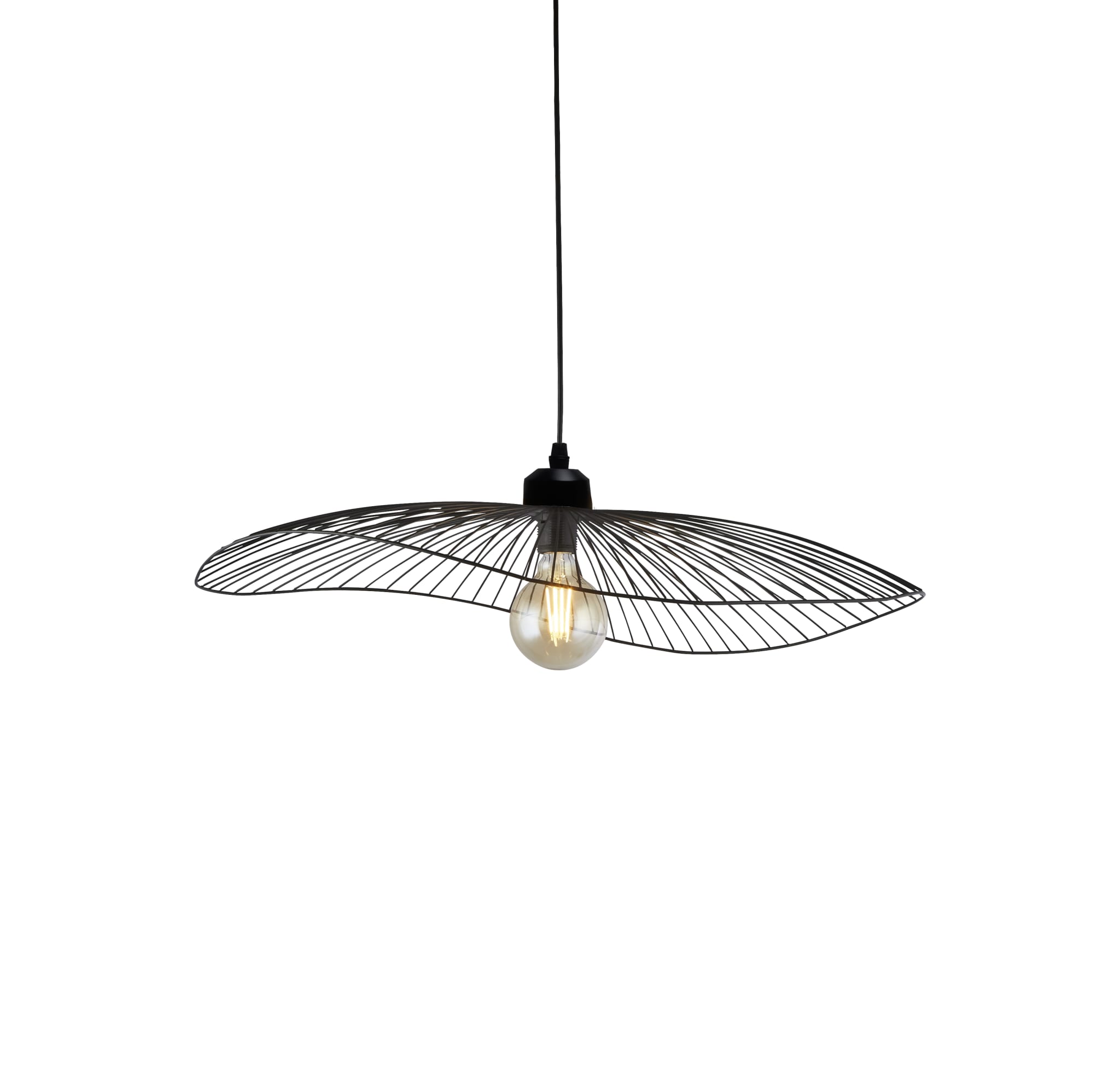 Wave Pendant Convertible to Flush - Black Metal