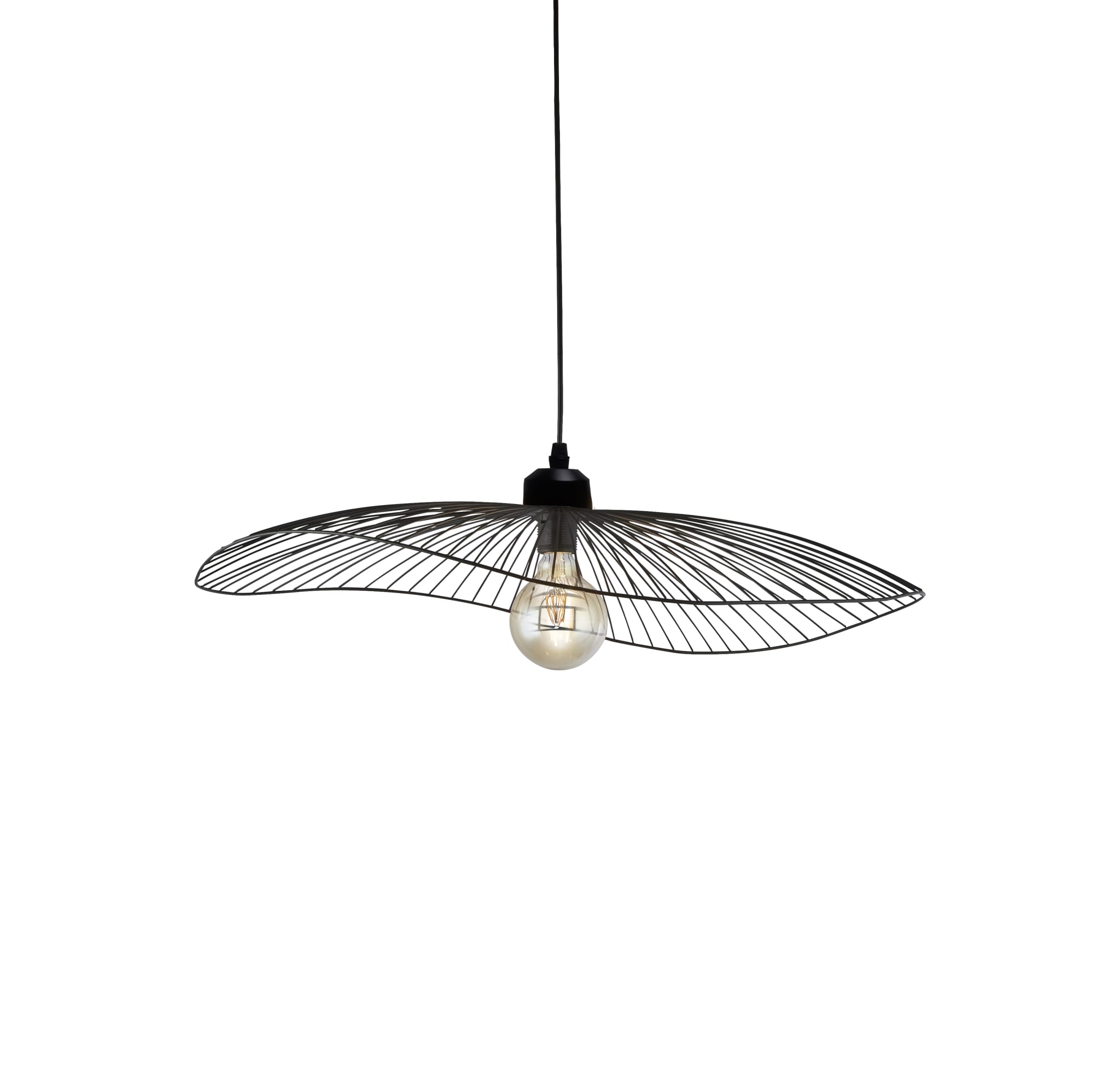 Wave Pendant Convertible to Flush - Black Metal