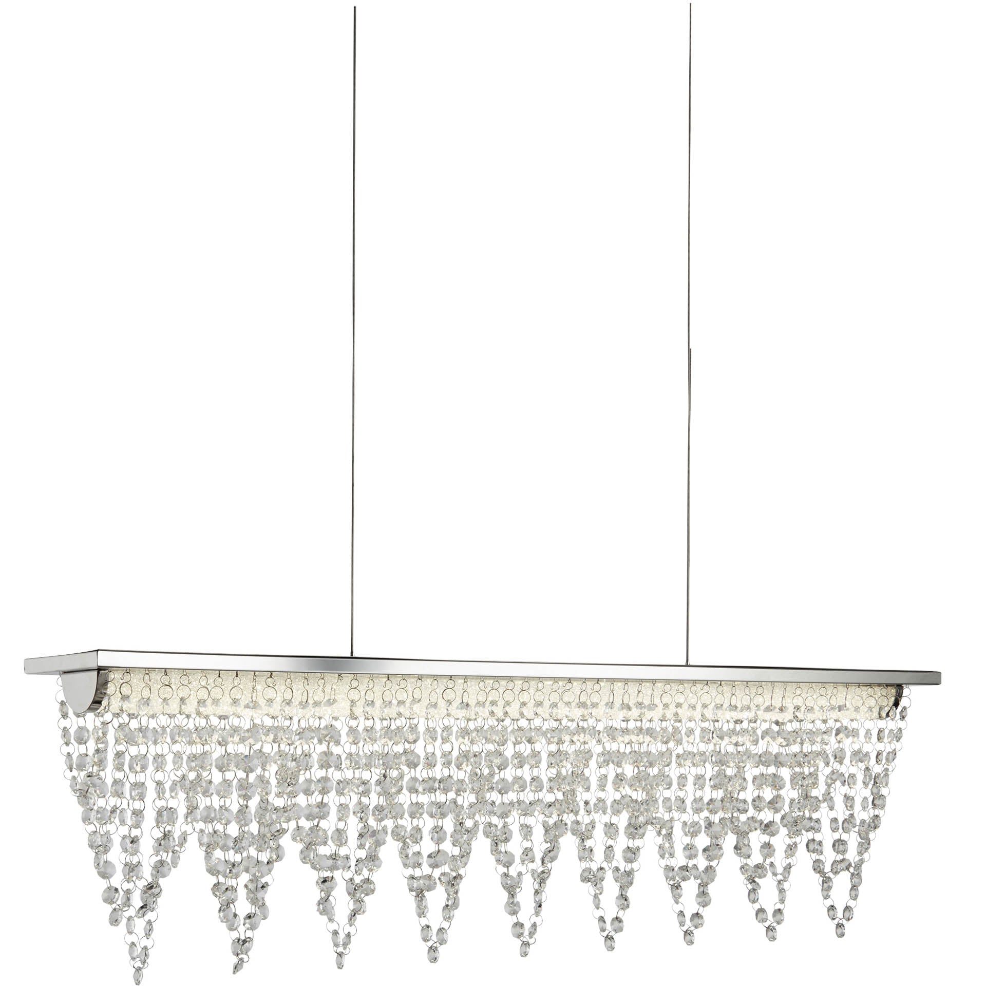 Drape LED Bar Pendant - Chrome Metal & Clear Crystal