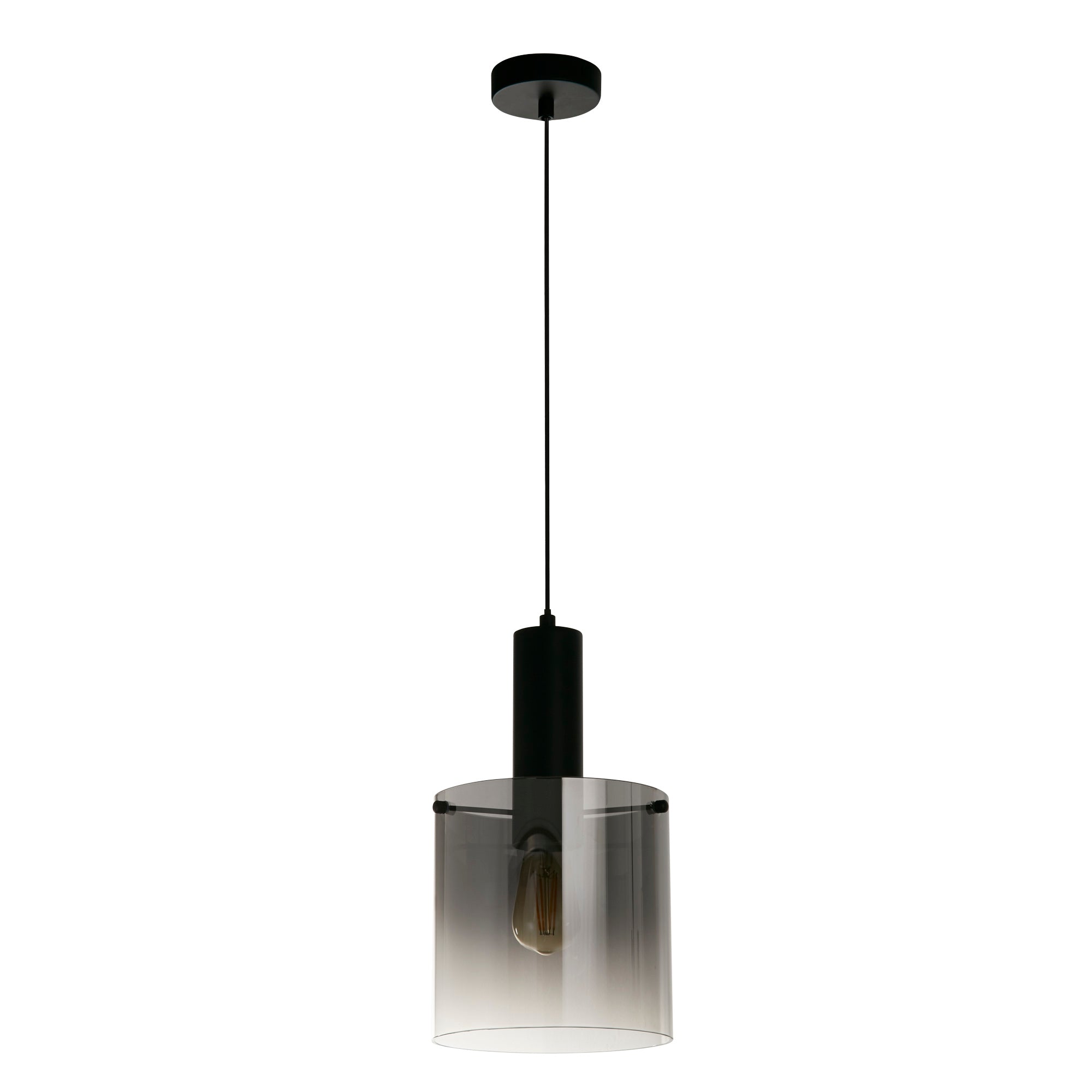 Sweden Pendant - Metal & Glass Matt Black & Smoked Glass