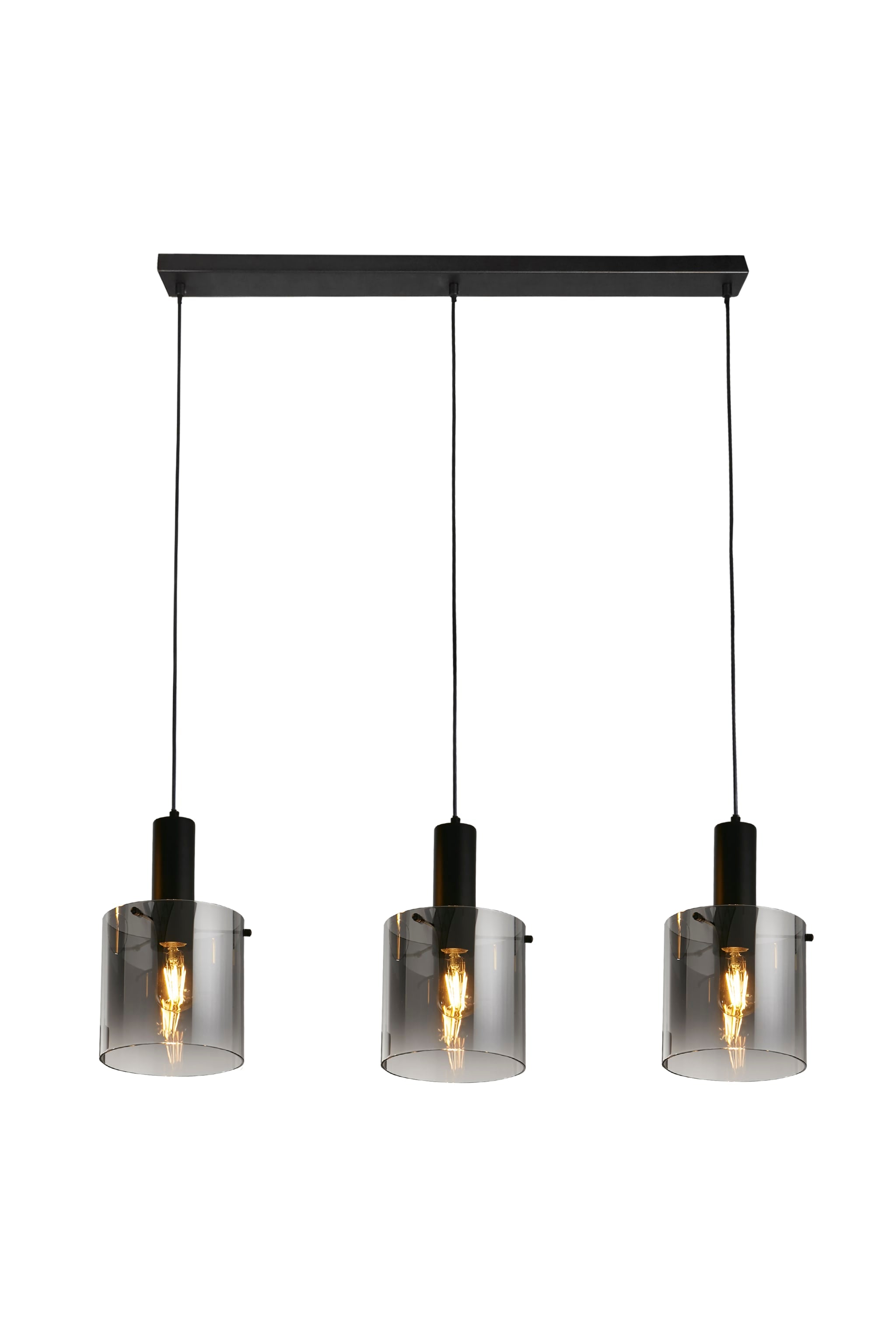 Sweden 3Lt Bar Pendant - Black Metal & Smoked Ombre Glass