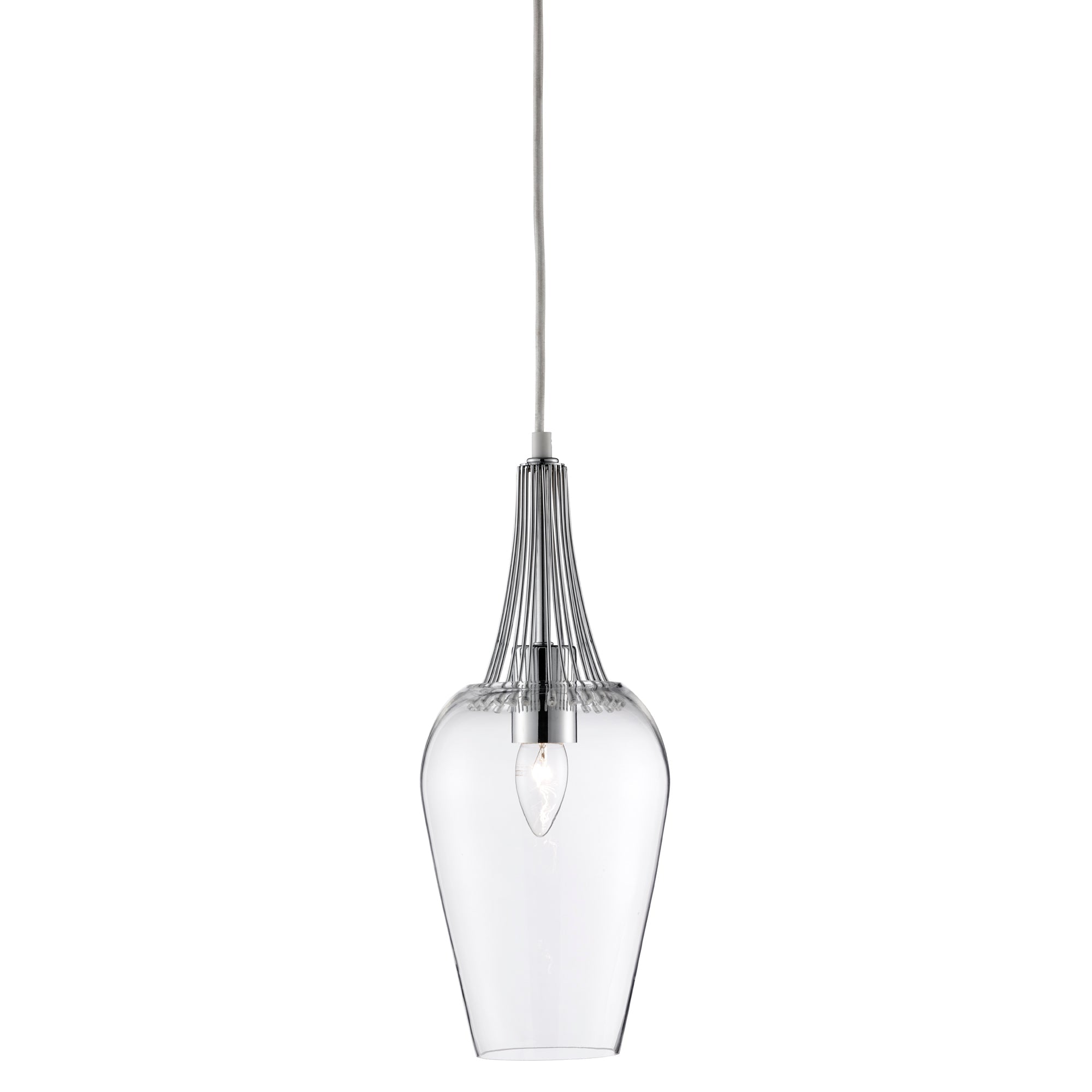 Whisk Pendant - Chrome & Clear Glass