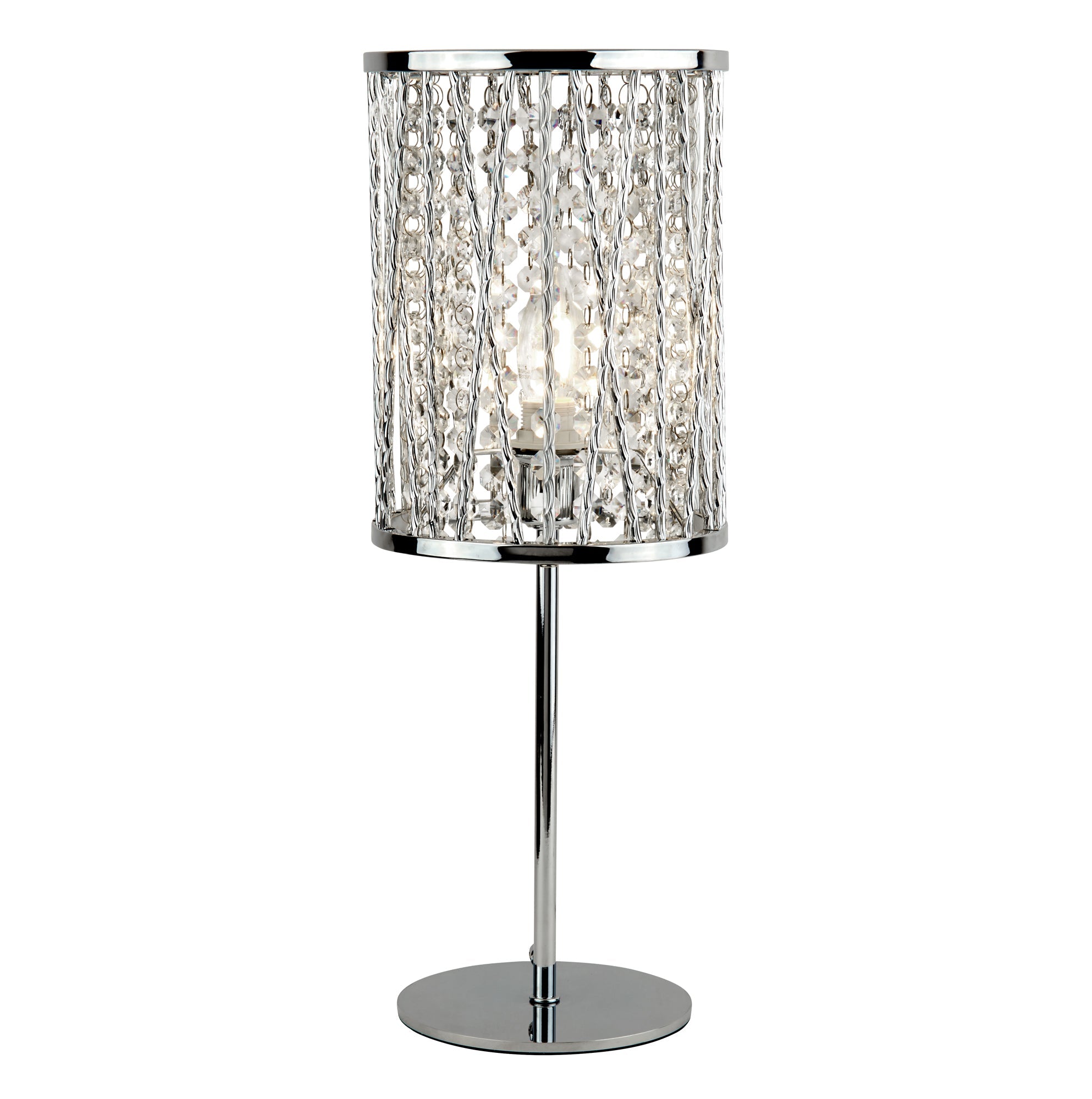 Elise Table Lamp - Chrome & Crystal Drops