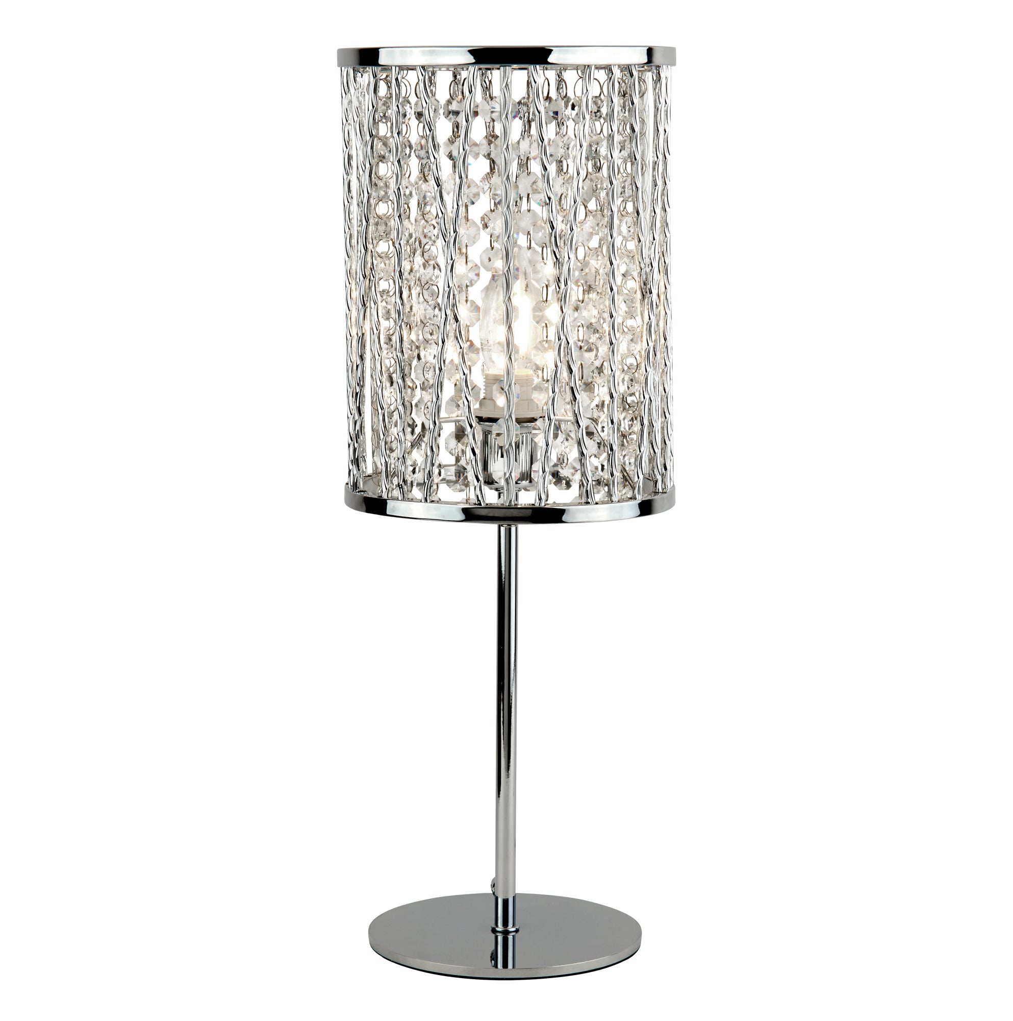 Elise Table Lamp - Chrome & Crystal Drops