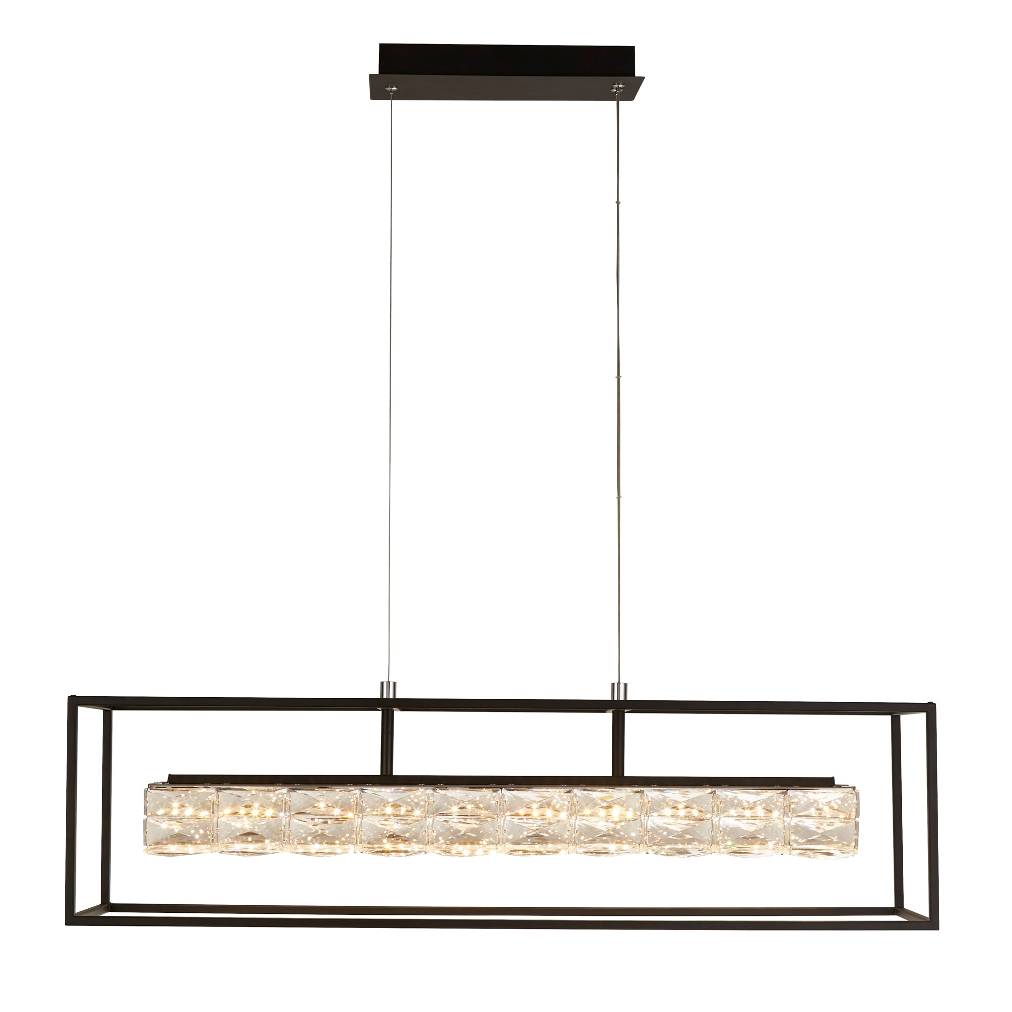 Elevator LED Pendant - Matt Black Frame & Crystal Centre