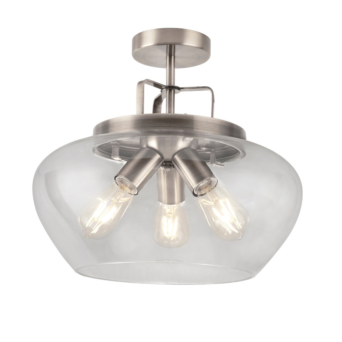 Boule 3Lt Semi Flush Silver