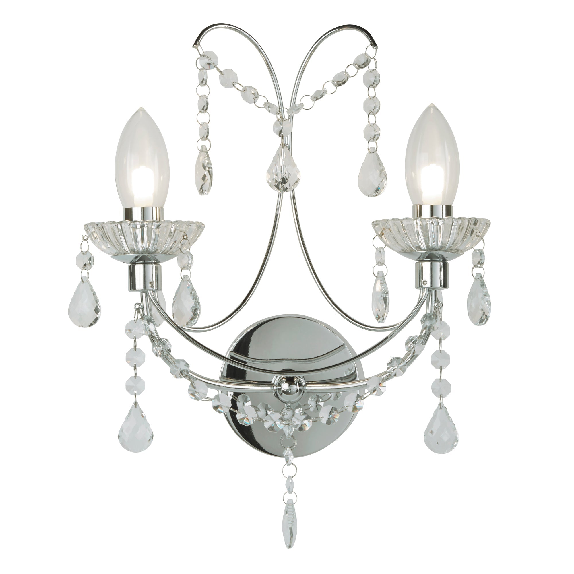 Autumn 2LT Bathroom Wall Light - Chrome Metal