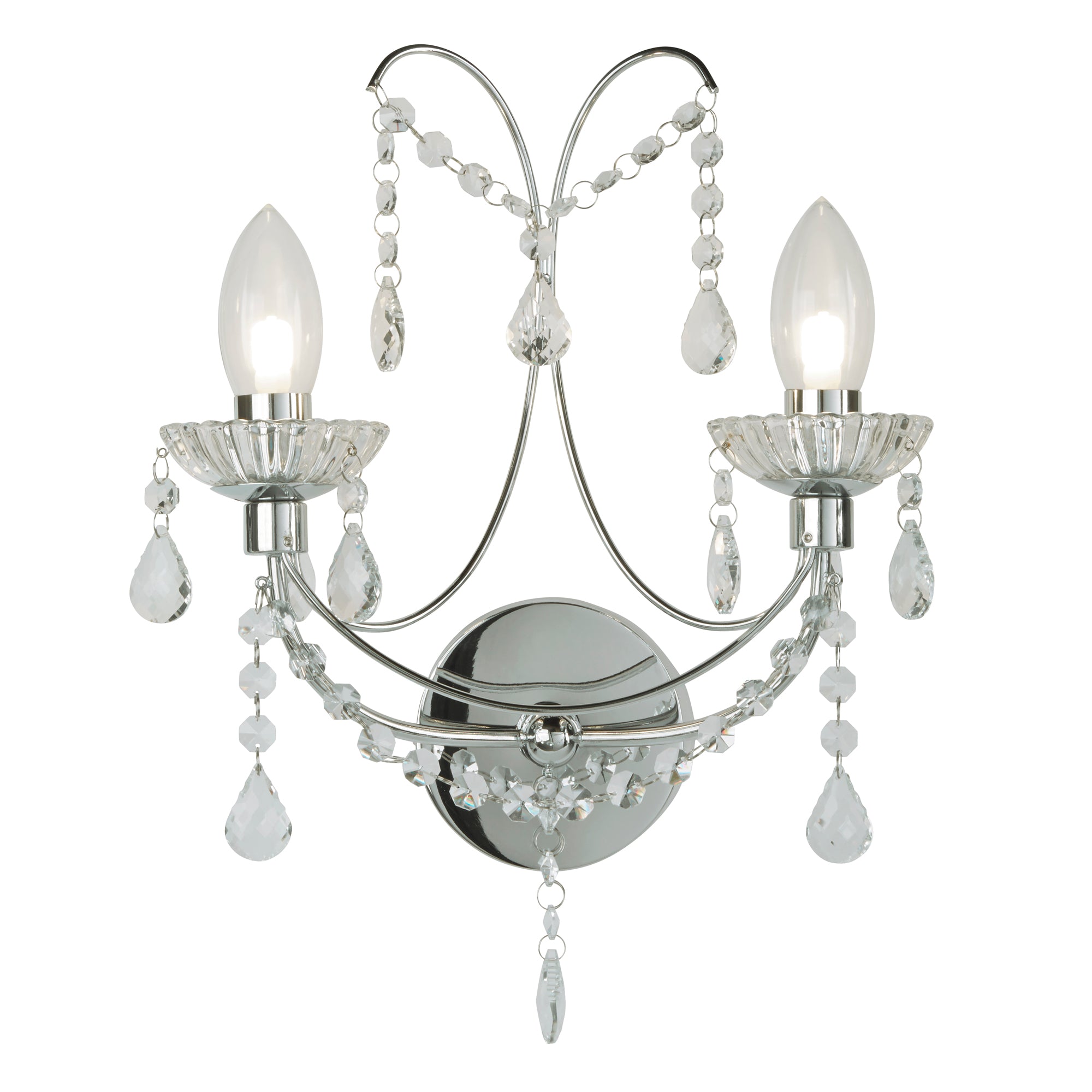 Autumn 2LT Bathroom Wall Light - Chrome Metal