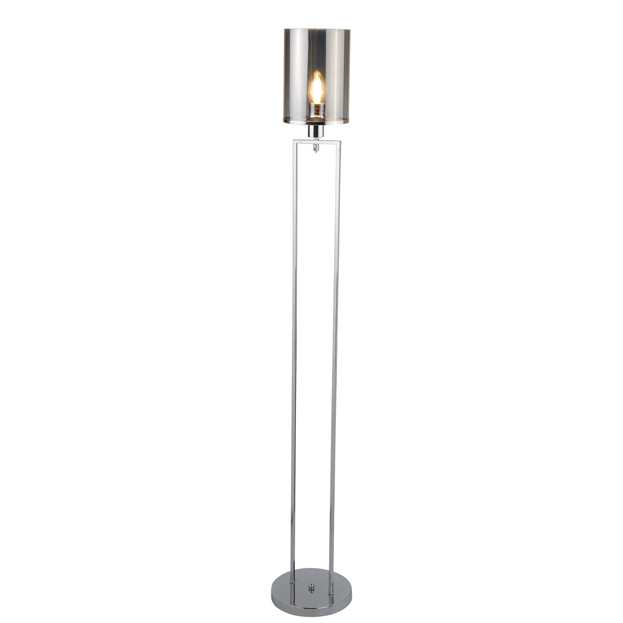 Catalina Floor Lamp - Chrome Metal & Smoked Glass