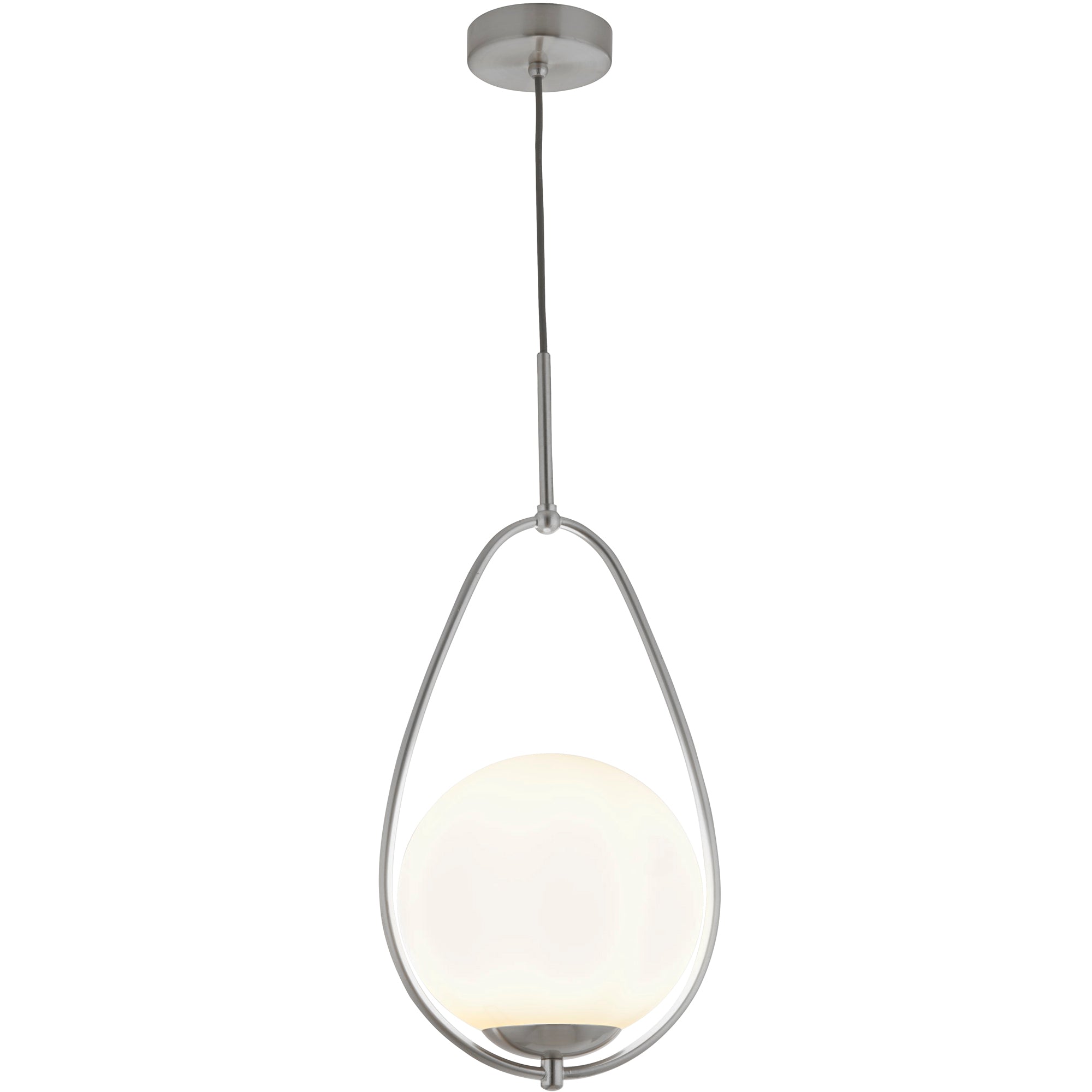Avalon Pendant - Satin Silver Metal & Opal Glass Satin Silver and Matt Opal White