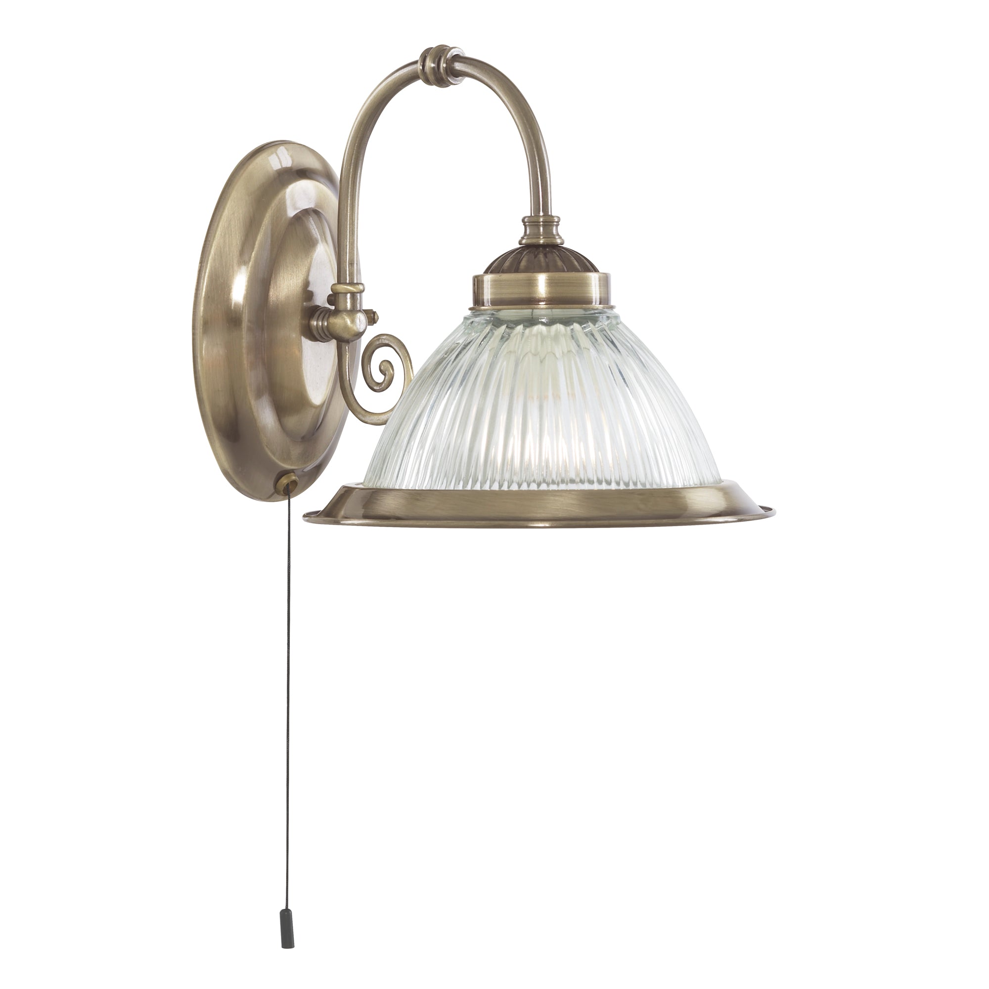 American Diner Wall Light - Glass Antique Brass