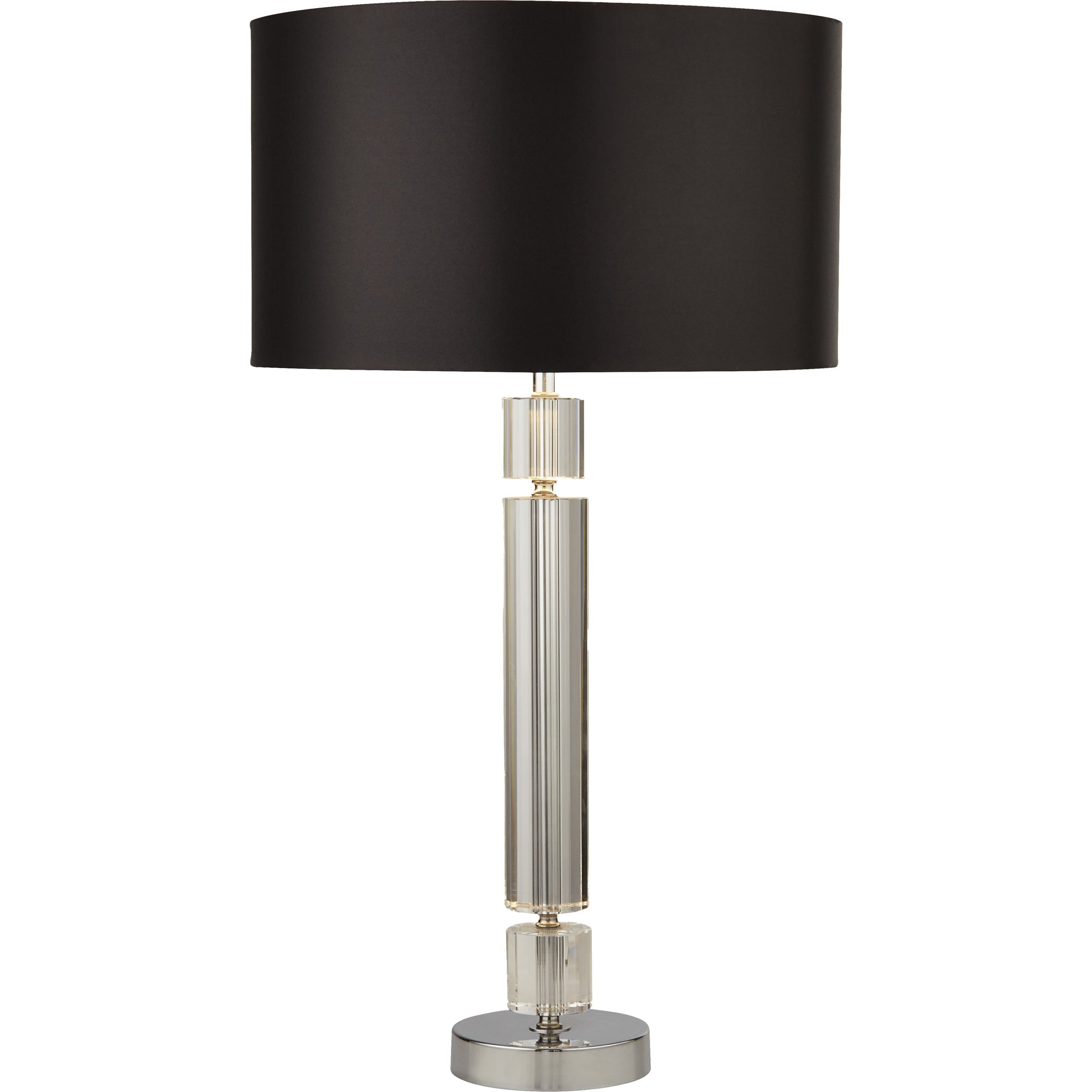 Kylie Table Lamp - Chrome Metal, Clear Glass & Black Shade