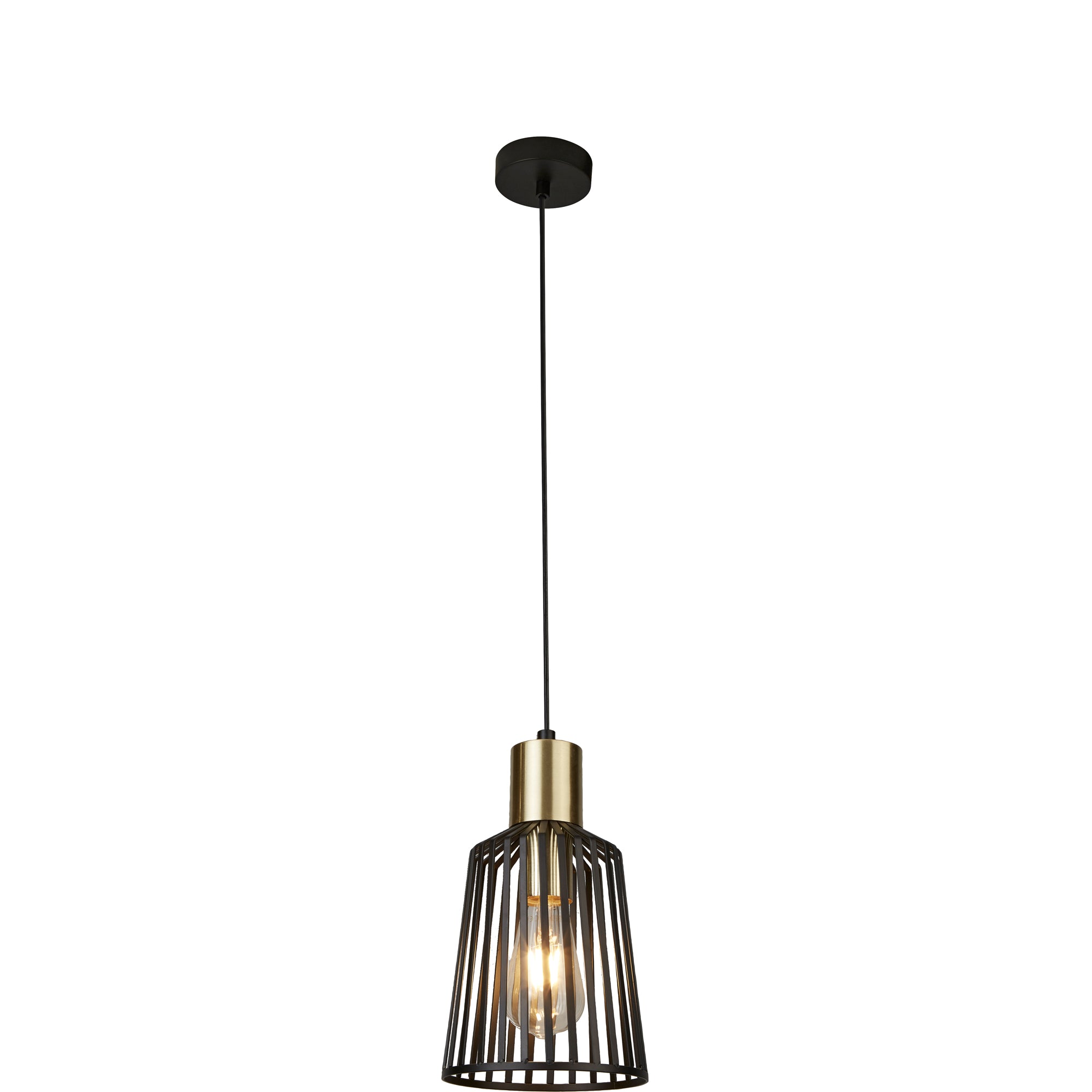 Bird Cage Pendant - Black & Satin Brass Metal