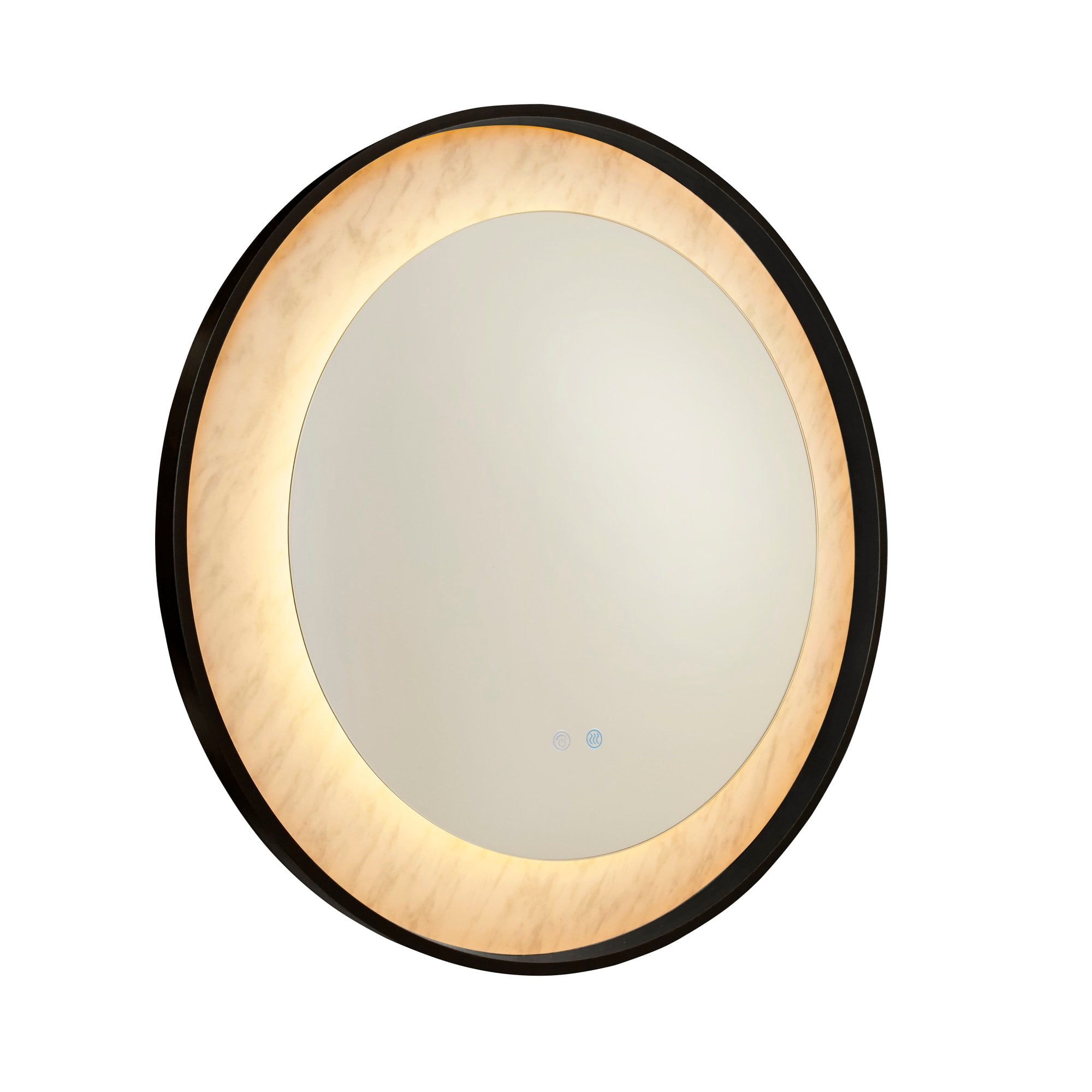Luxo LED Mirror, Matt Black Metal with Marble Effect