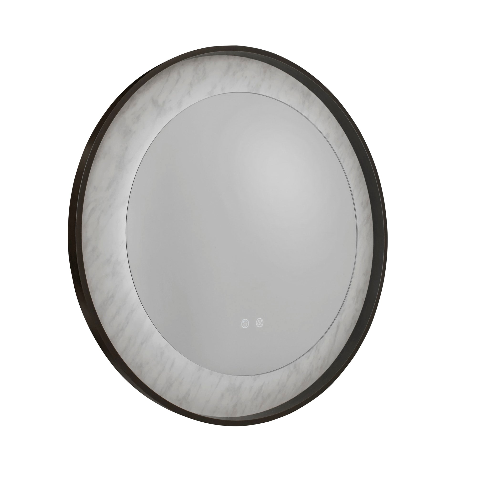 Luxo LED Mirror, Matt Black Metal with Marble Effect