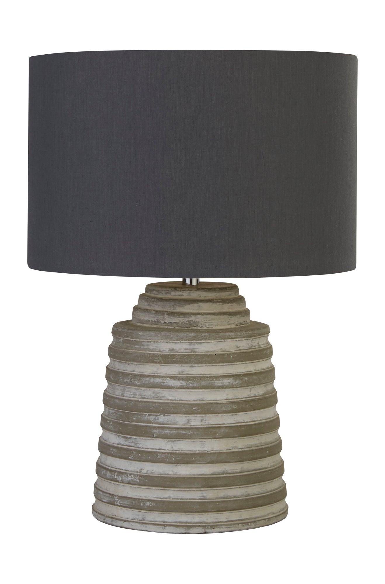 Liana Table Lamp - Grey Cement & Grey Fabric Shade