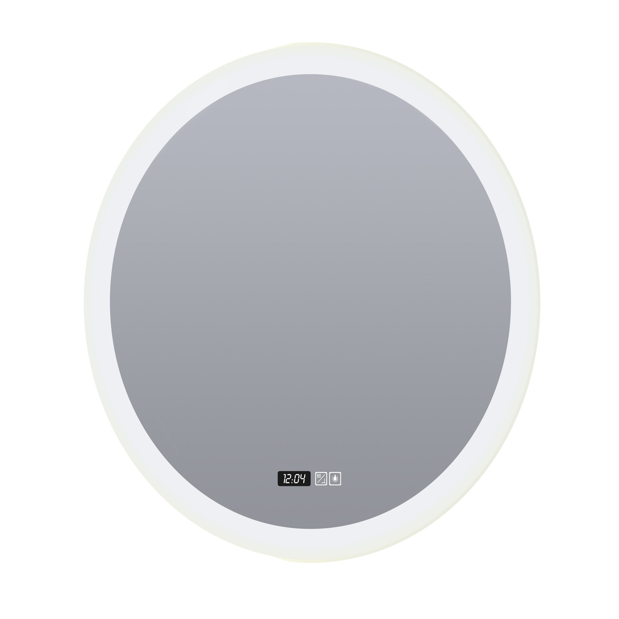 Round Bathroom Mirror - Digital Clock, Demister