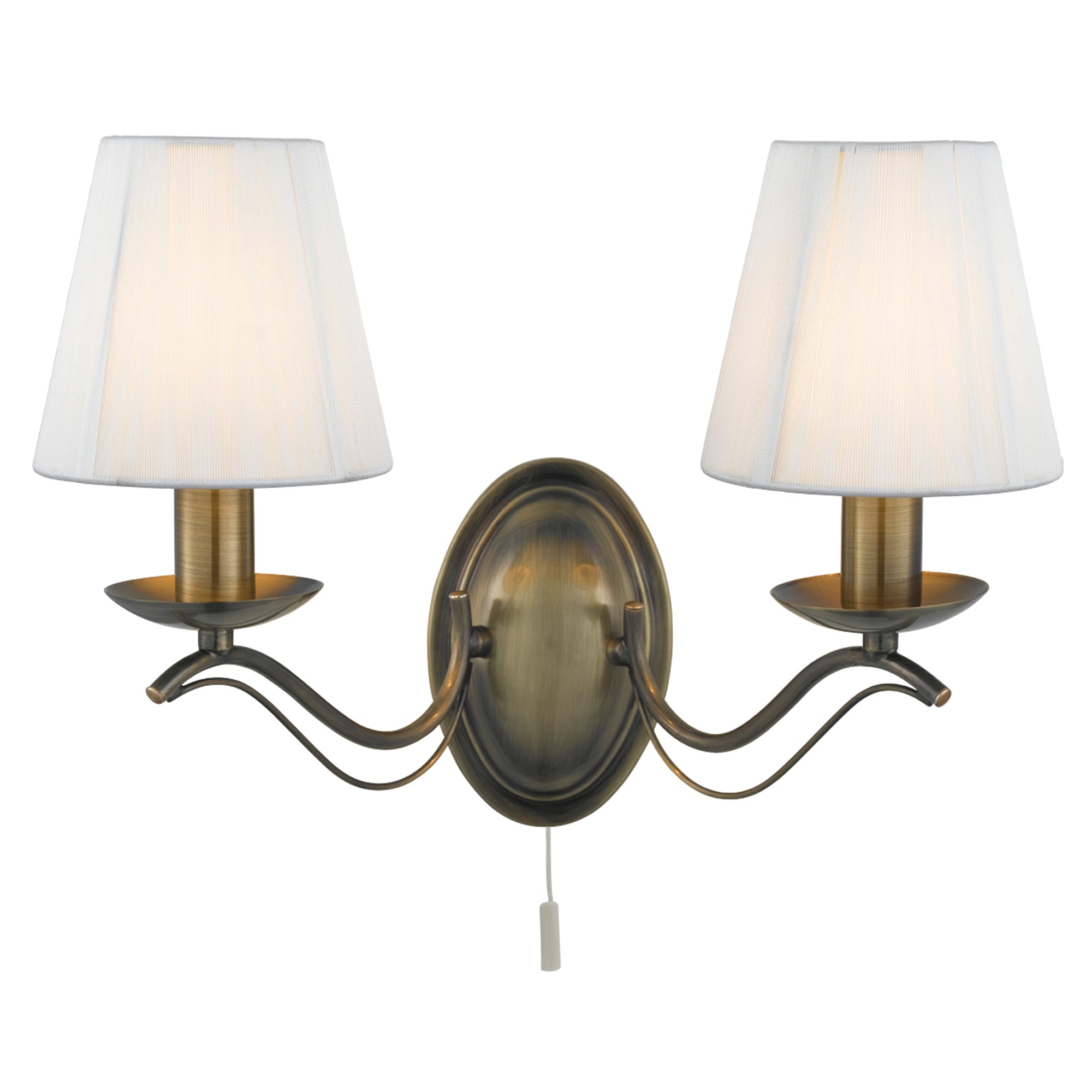 Andretti Wall Light - Antique Brass & Ivory String Fabric