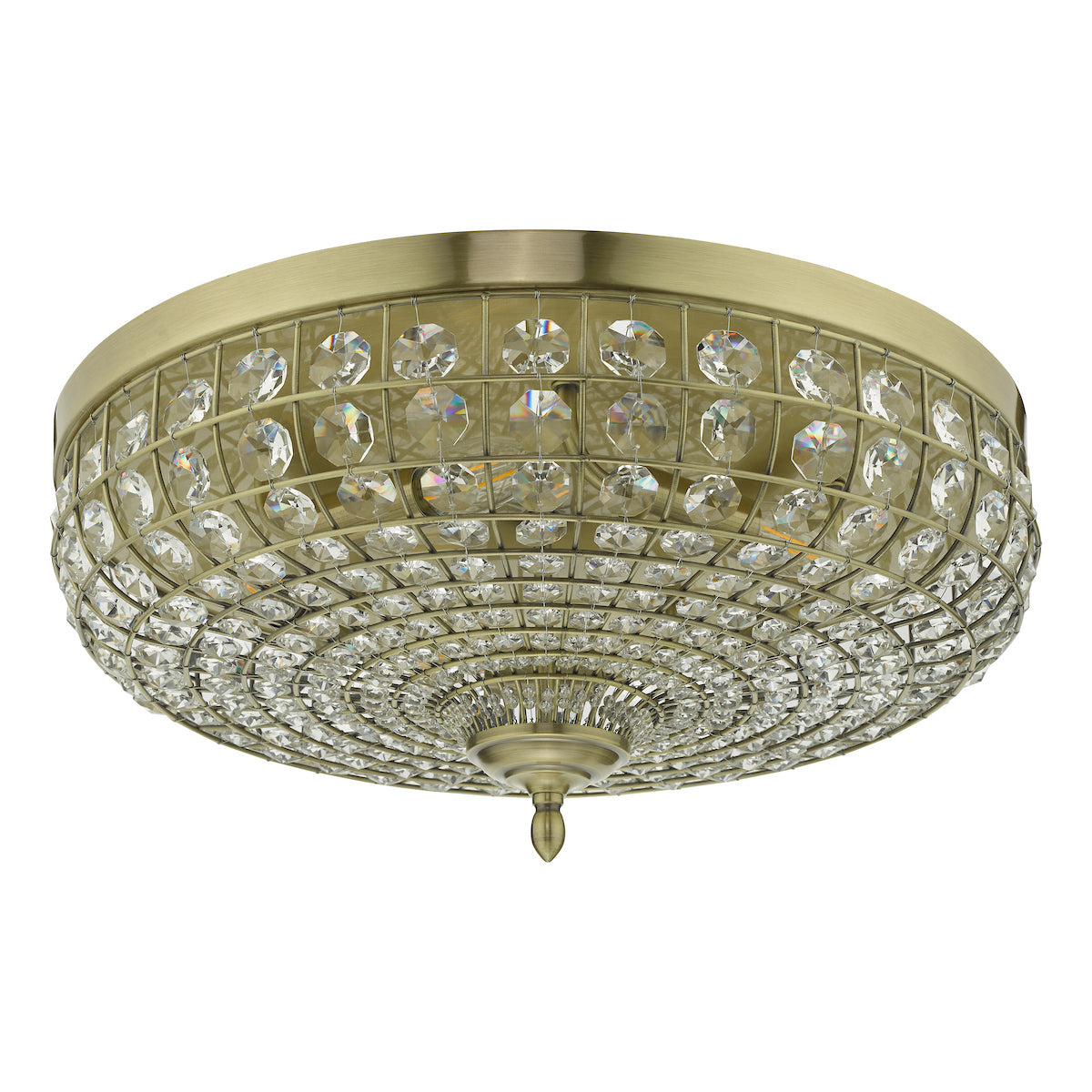 ASMARA 5LT FLUSH ANTIQUE BRASS CRYSTAL