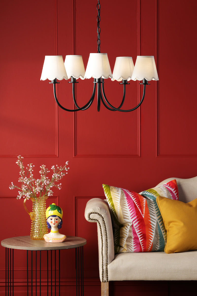 Becca 5 Light Armed Pendant Matt Black With Shade