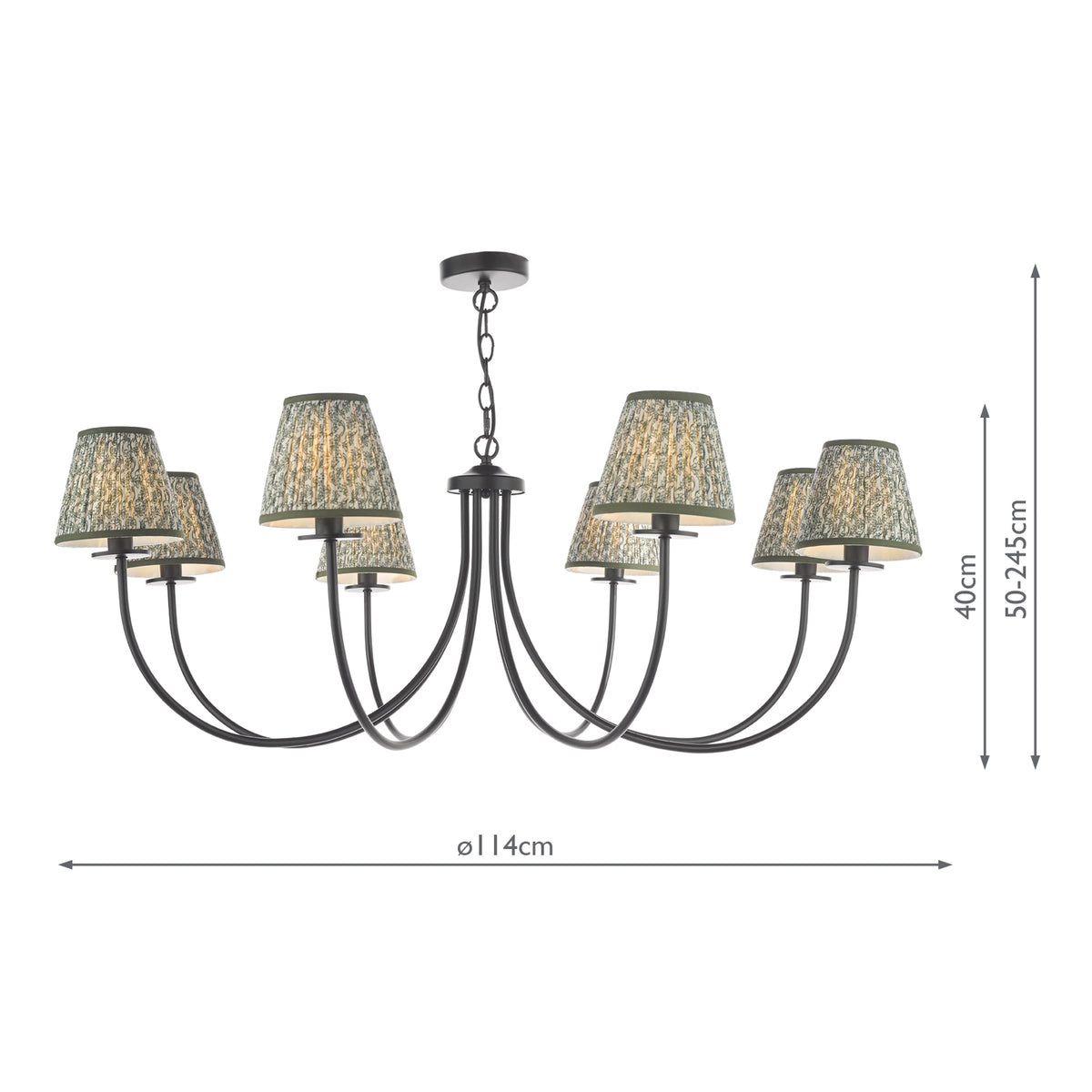 Becca 8 Light Armed Pendant Matt Black With Shade