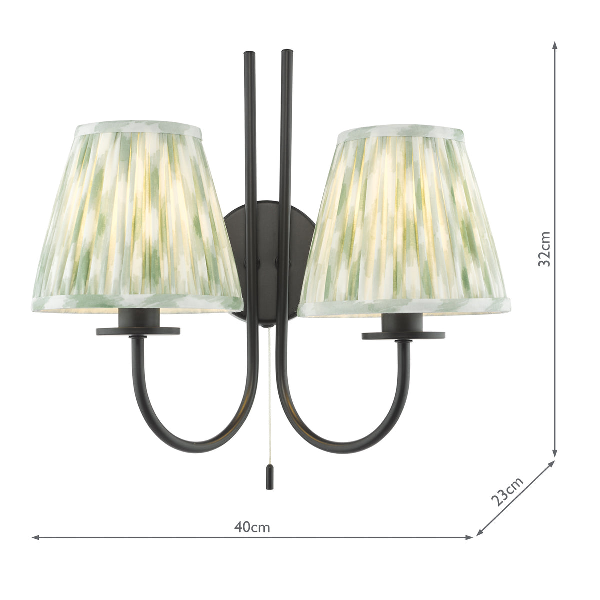 Becca 2 Light Wall Light Matt Black With Shade