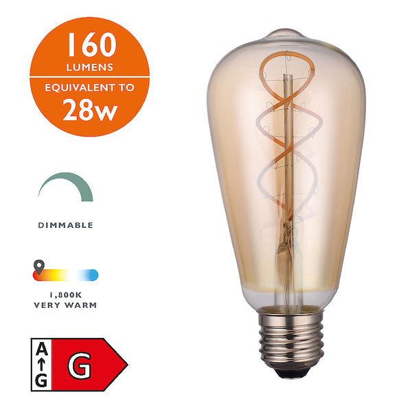 E27 LED Dimmable Vintage Rustica Loop 4W 160L