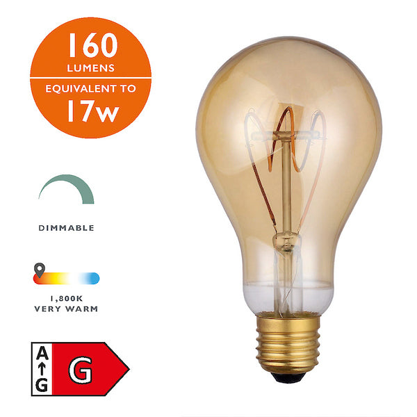 E27 LED Dimmable Vintage Large GLS Lamp 4W 160L