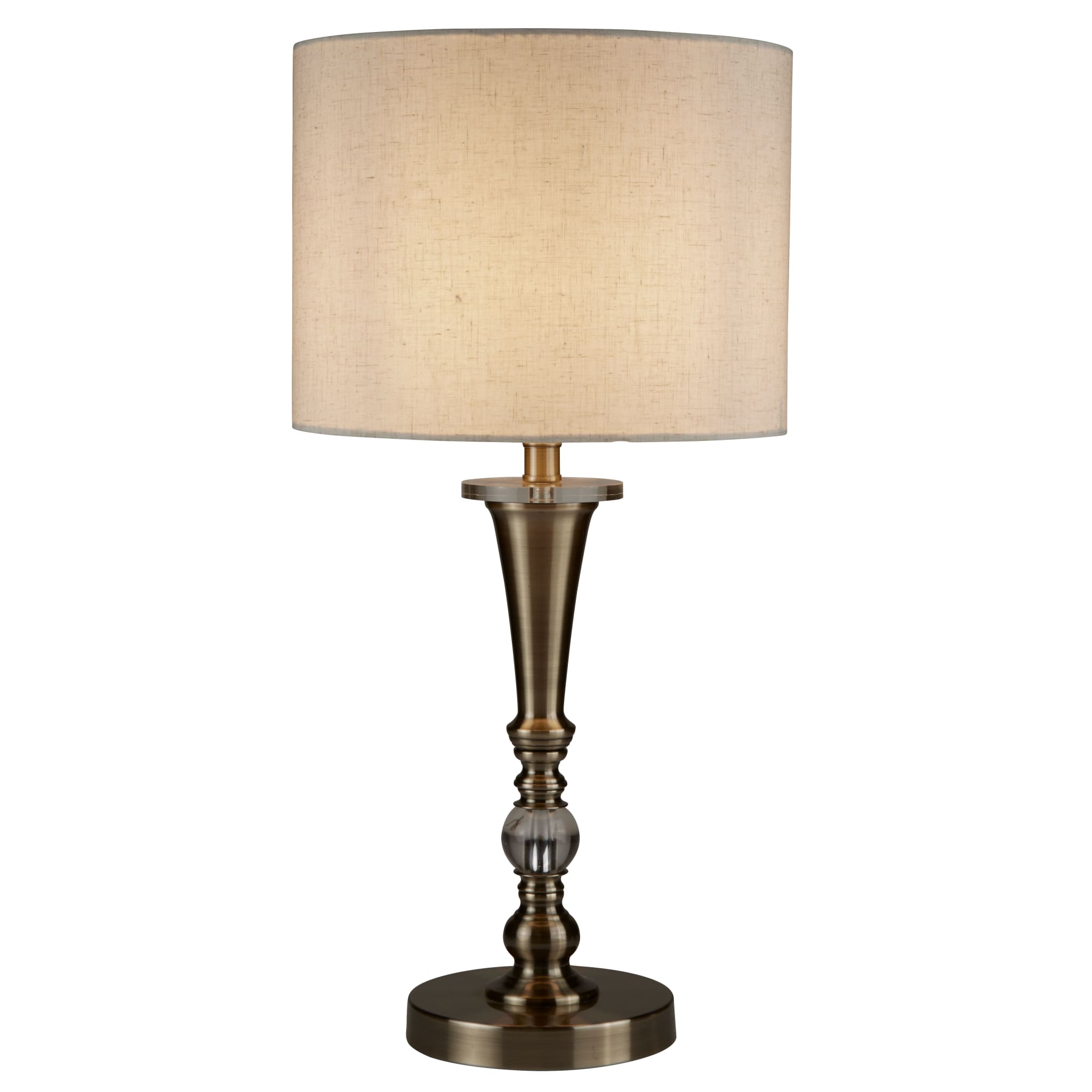 Oscar Table Lamp - Antique Brass Metal & Oatmeal Linen Shade