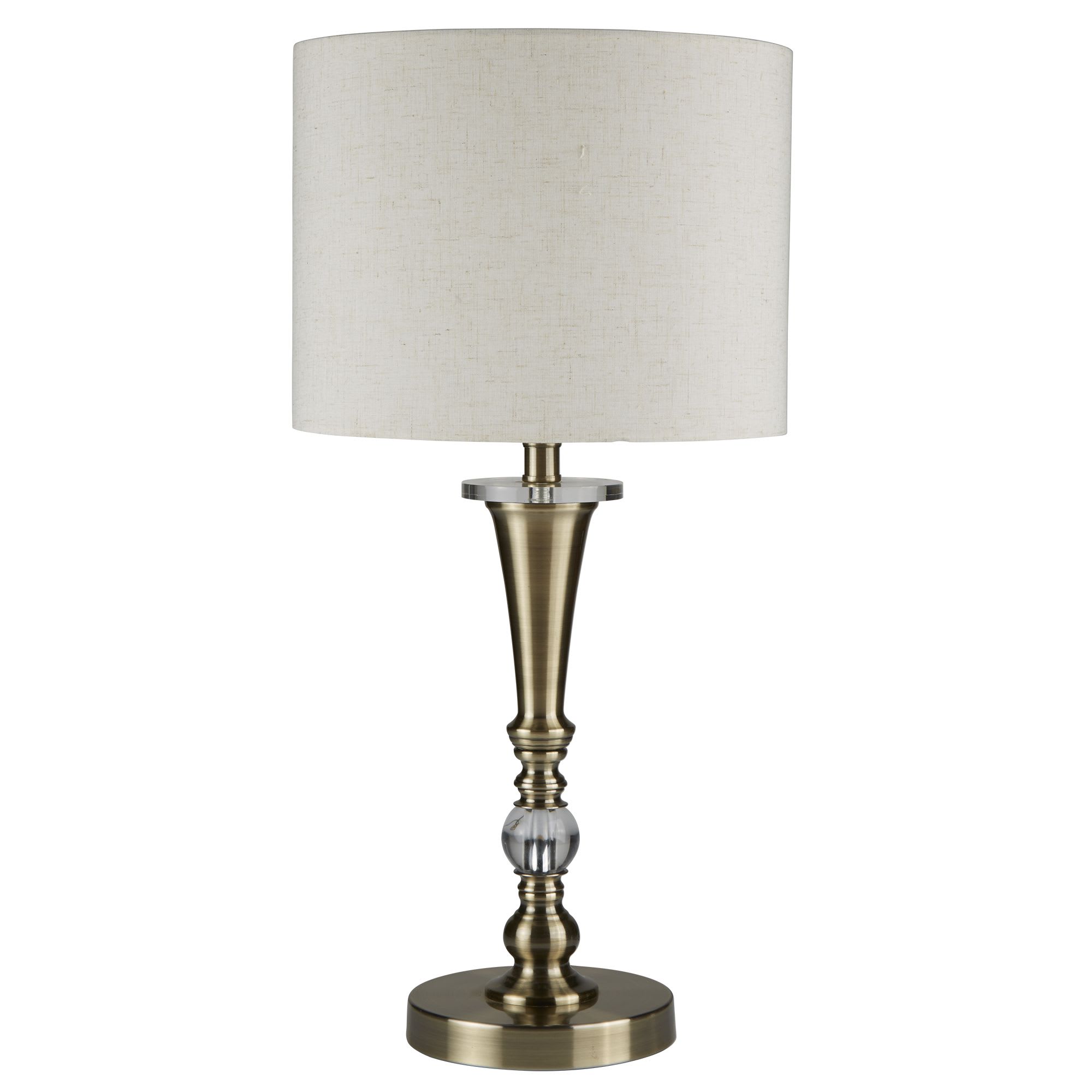 Oscar Table Lamp - Antique Brass Metal & Oatmeal Linen Shade