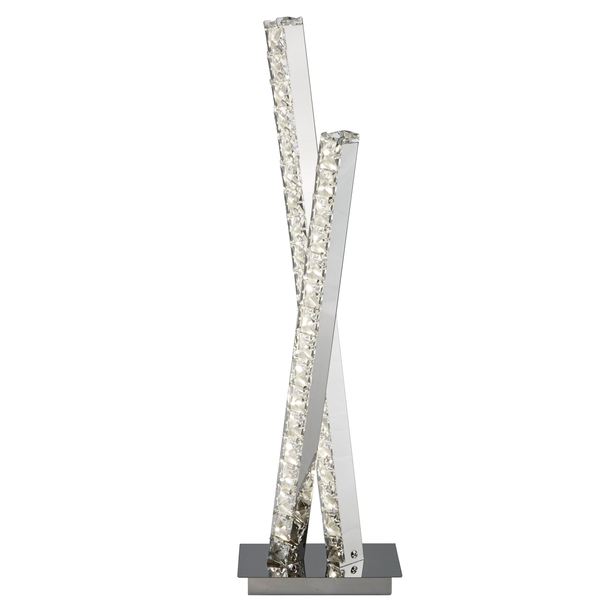 Clover 2Lt Table Lamp - Chrome Metal & Clear Crystal