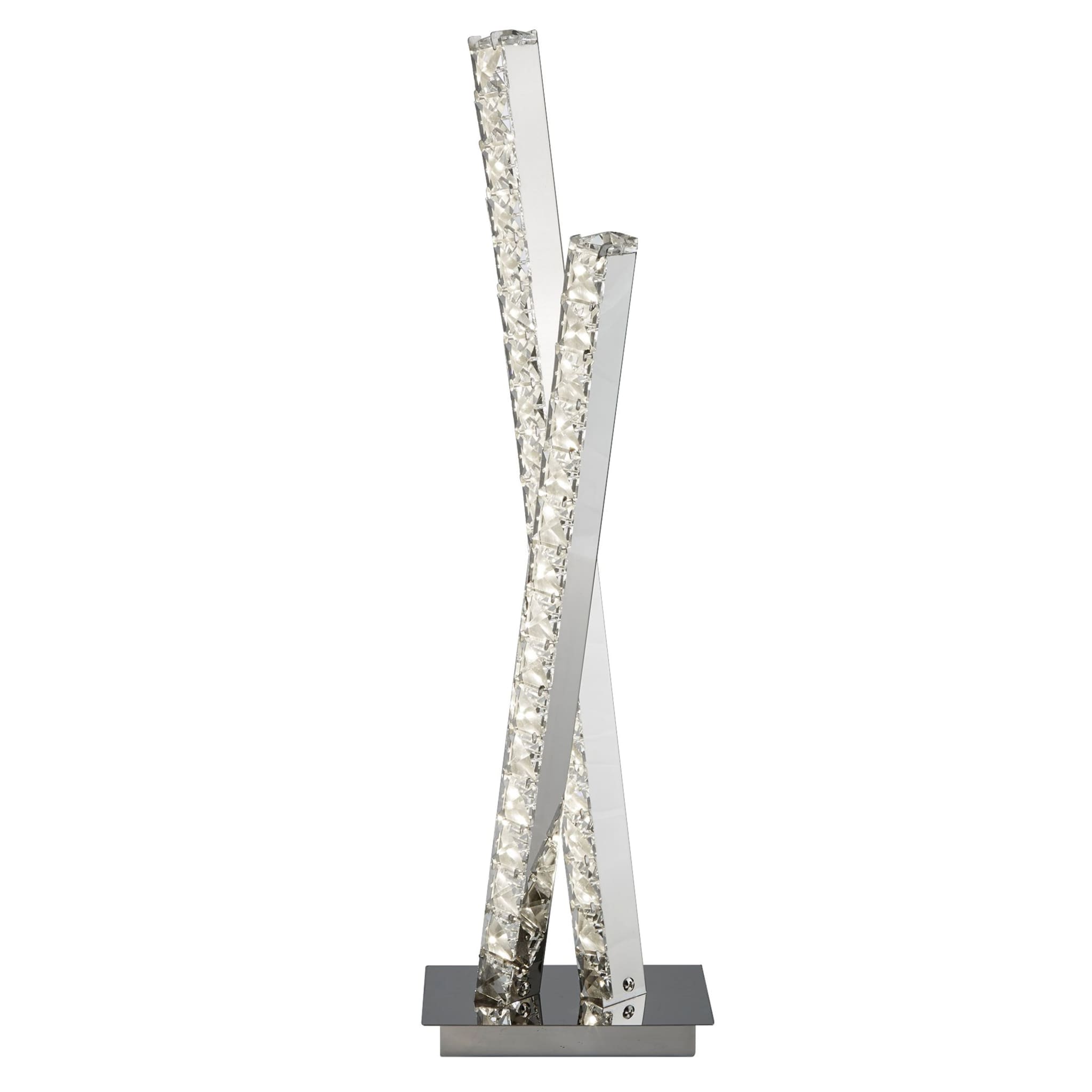 Clover 2Lt Table Lamp - Chrome Metal & Clear Crystal